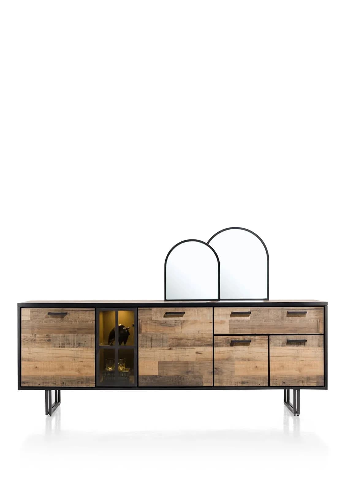 Avalon, Sideboard 230 cm - 4-Türen + 1-Lade + 1-Glastür (+ LED)