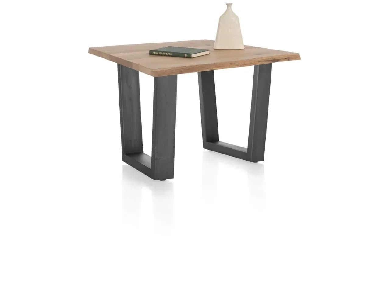 Nyborg, Tisch 150 x 100 cm - Tischplatte mit natürliche Baumkante - V-Fuß Metall