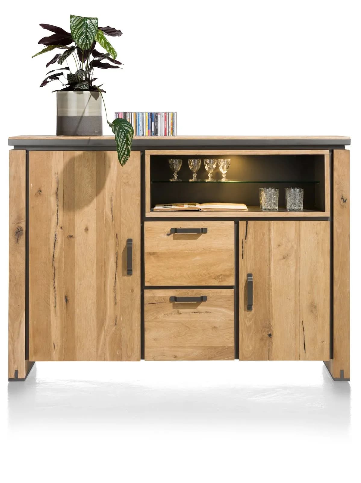 Farmland, Highboard 170 cm - 2-Türen + 2-Laden + 2-Nischen (+ LED)