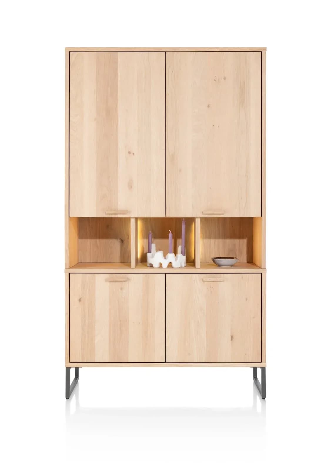 Castello, Schrank 123 cm - 4-Türen + 3-Nischen (+ LED)