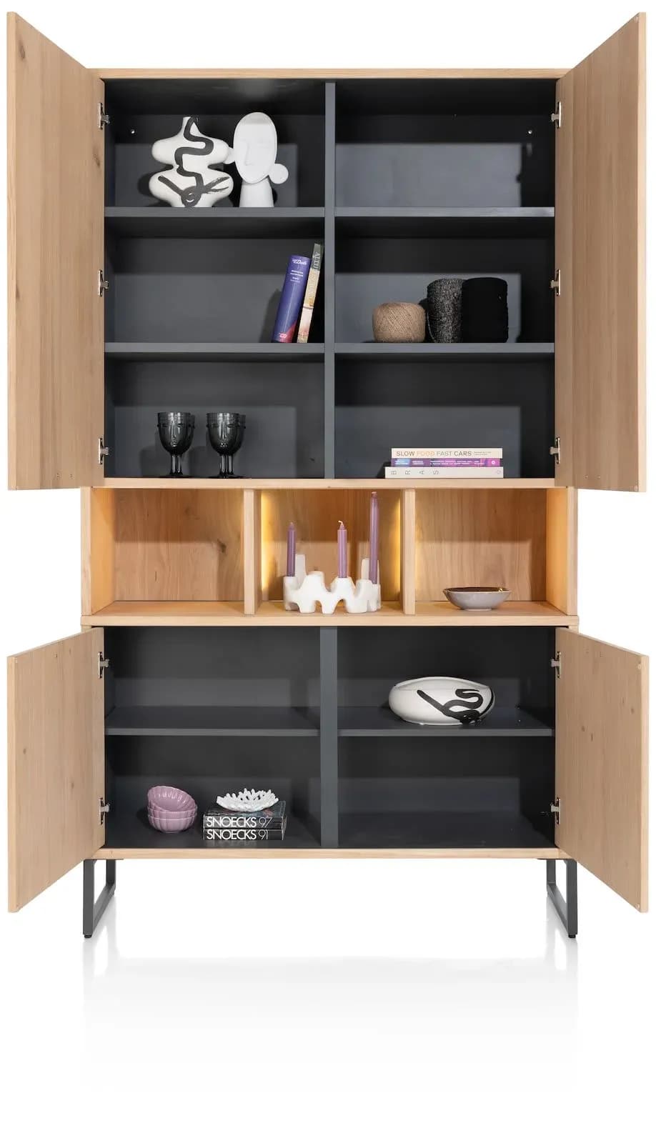 Castello, Schrank 123 cm - 4-Türen + 3-Nischen (+ LED)