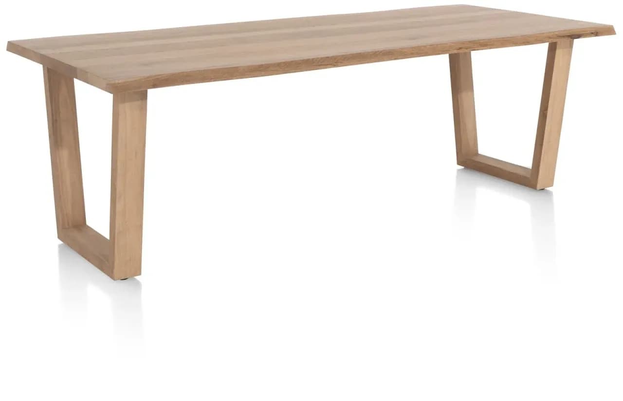 Nyborg, Tisch 230 x 100 cm - Tischplatte mit natürliche Baumkante - V-Fuß Holz