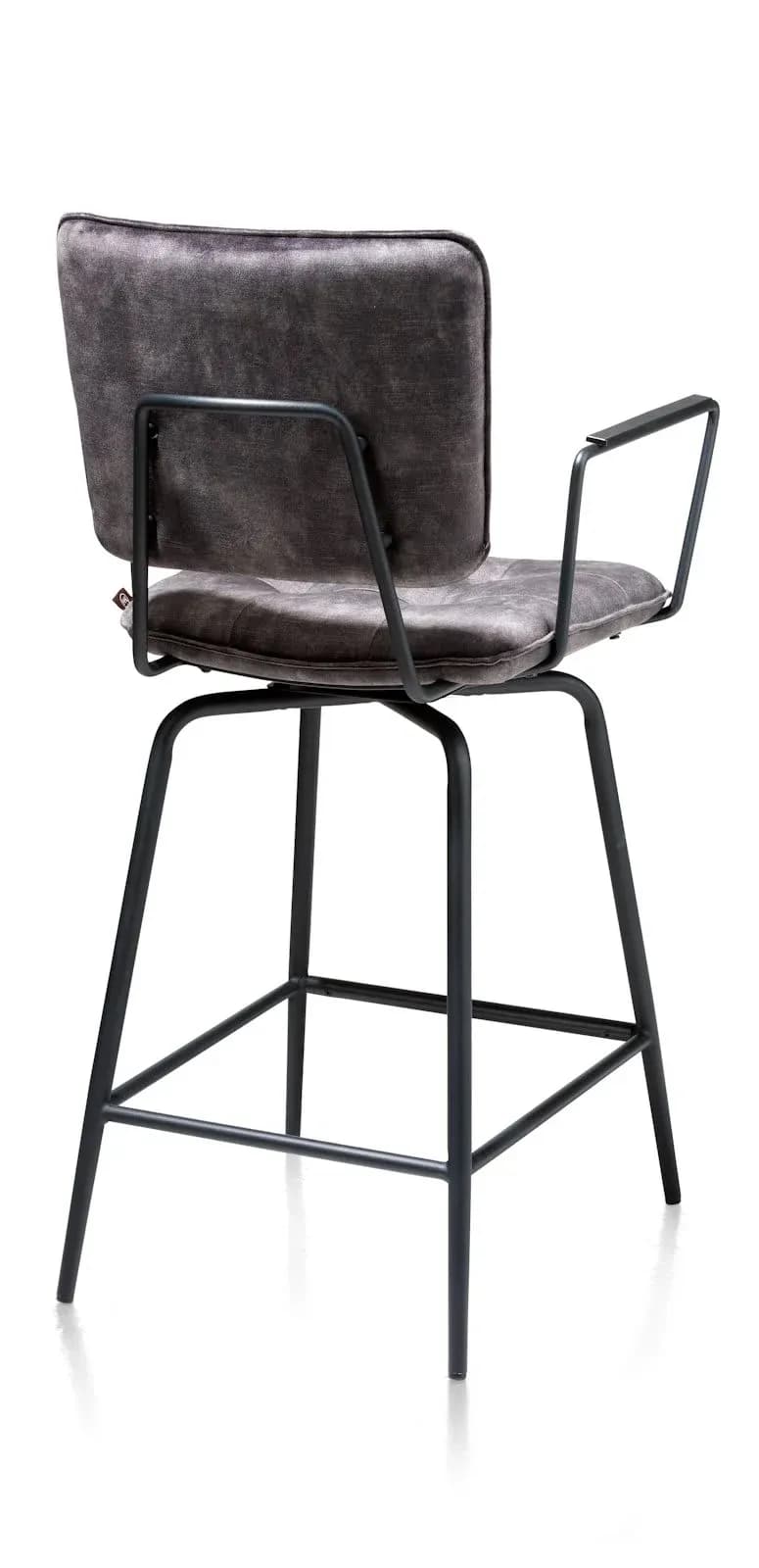 Manou, Tresenstuhl mit Armlehnen - off black - Stoff Karese