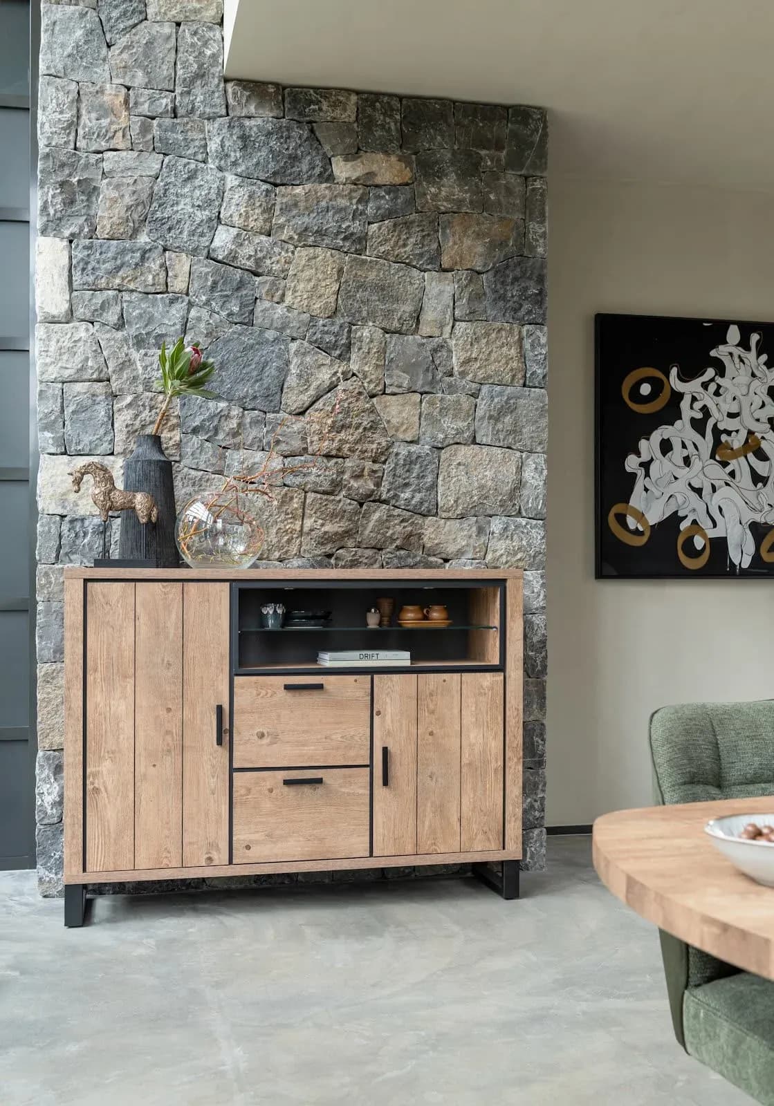 Pavarotti, Highboard 160 cm - 2-Türen + 2-Laden + 2-Nischen (+ LED)