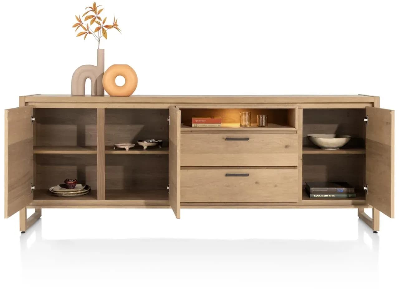 Nystead, Sideboard 240 cm. - 3-Türen + 2-Laden + 1-Nische (+ LED)