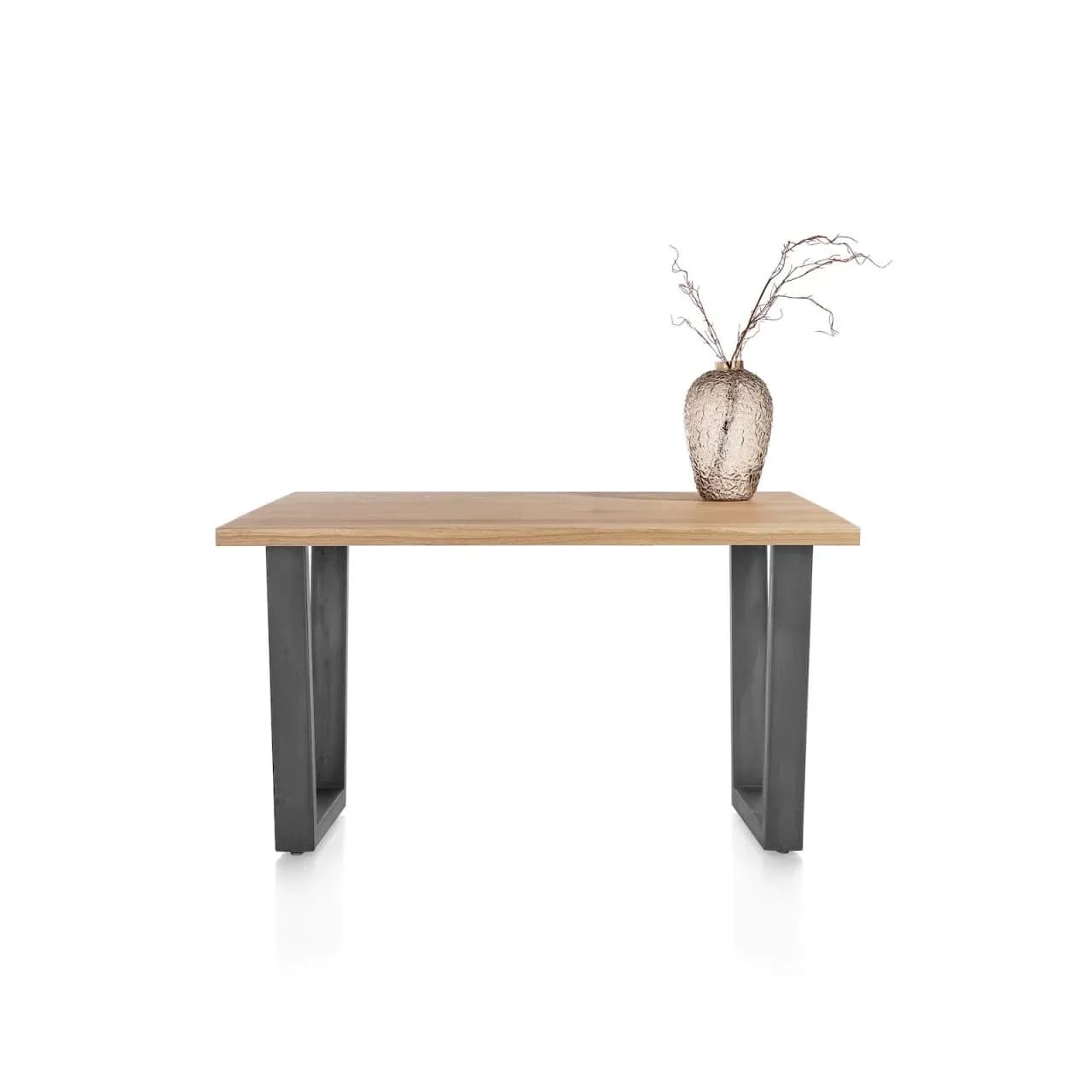 Nyborg, Tresentisch 150 x 100 cm - rechteckige Tischplatte - V Fuß Metall (Höhe: 92 cm)