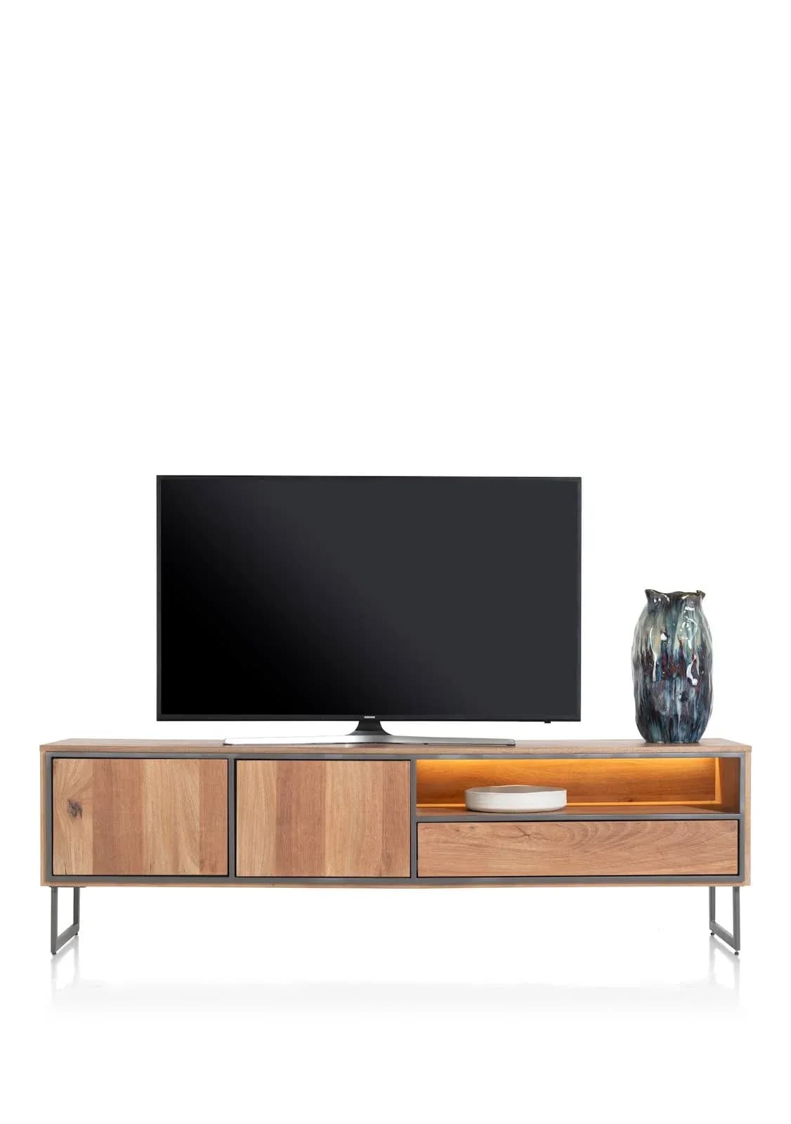 Trapani, Lowboard 200 cm - 2-Türen + 1-Lade + 1-Nische (+ LED)