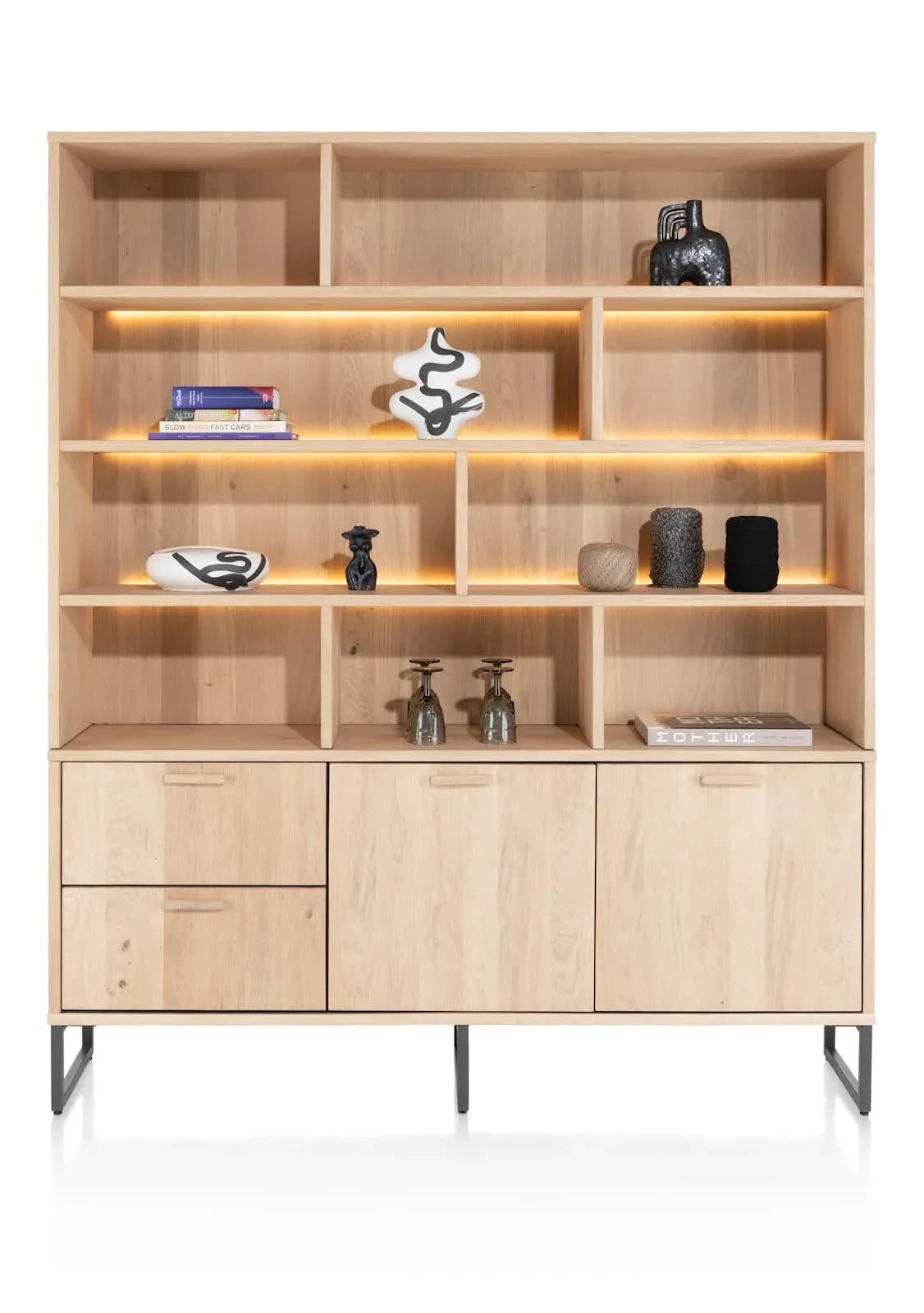 Castello, Buffet 181 cm - 2-Türen + 2-Laden + 9-Nischen (+ LED)