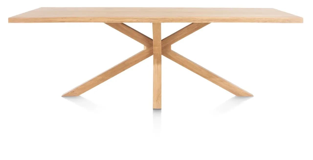 Nyborg, Tisch 230 x 100 cm - Tischplatte mit natürliche Baumkante - Mittelfuß Holz