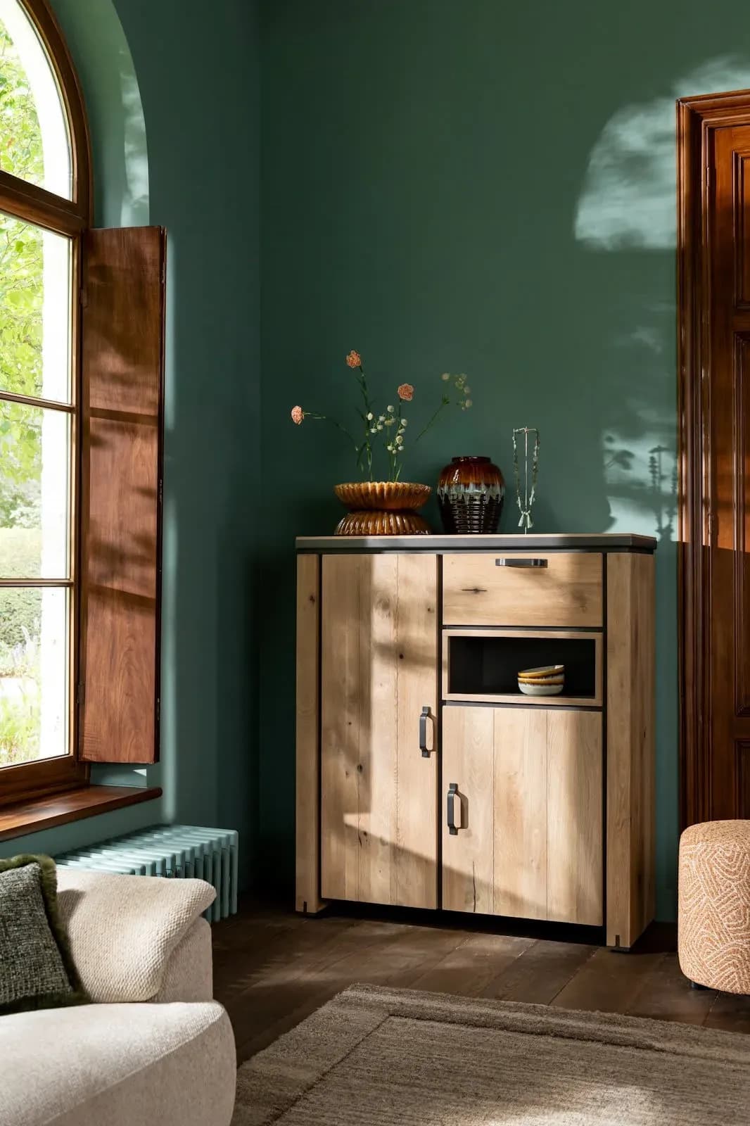 Farmland, Highboard 125 cm - 2-Türen + 1-Lade + 1-Nische (+ LED)