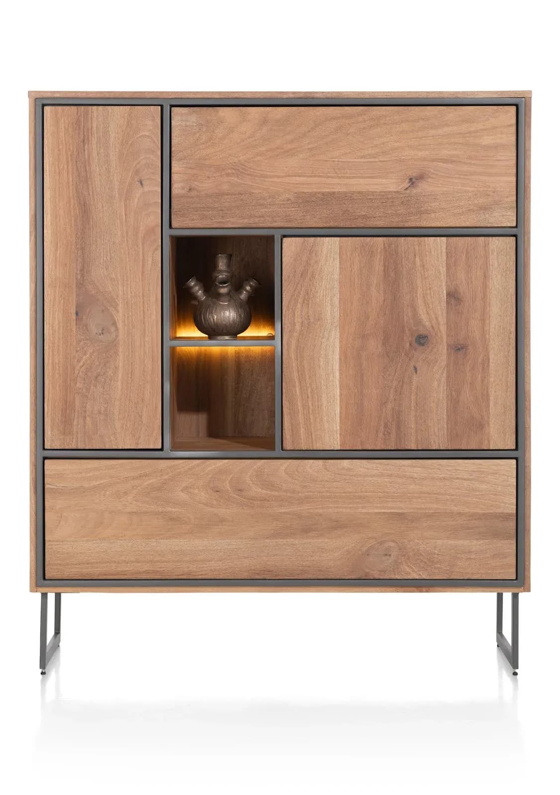 Trapani, Highboard 120 cm - 2-Türen + 2-Laden + 2-Nische (+ LED)