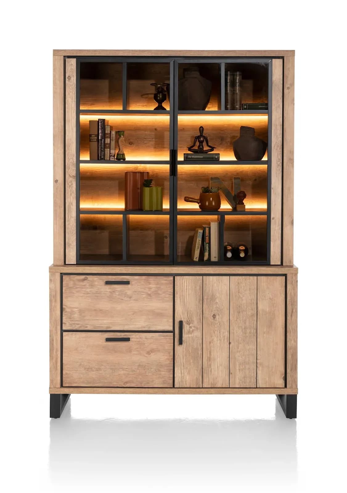 Pavarotti, Buffet 140 cm - 2-Glastüren + 1-Tür + 2-Laden (+ LED)