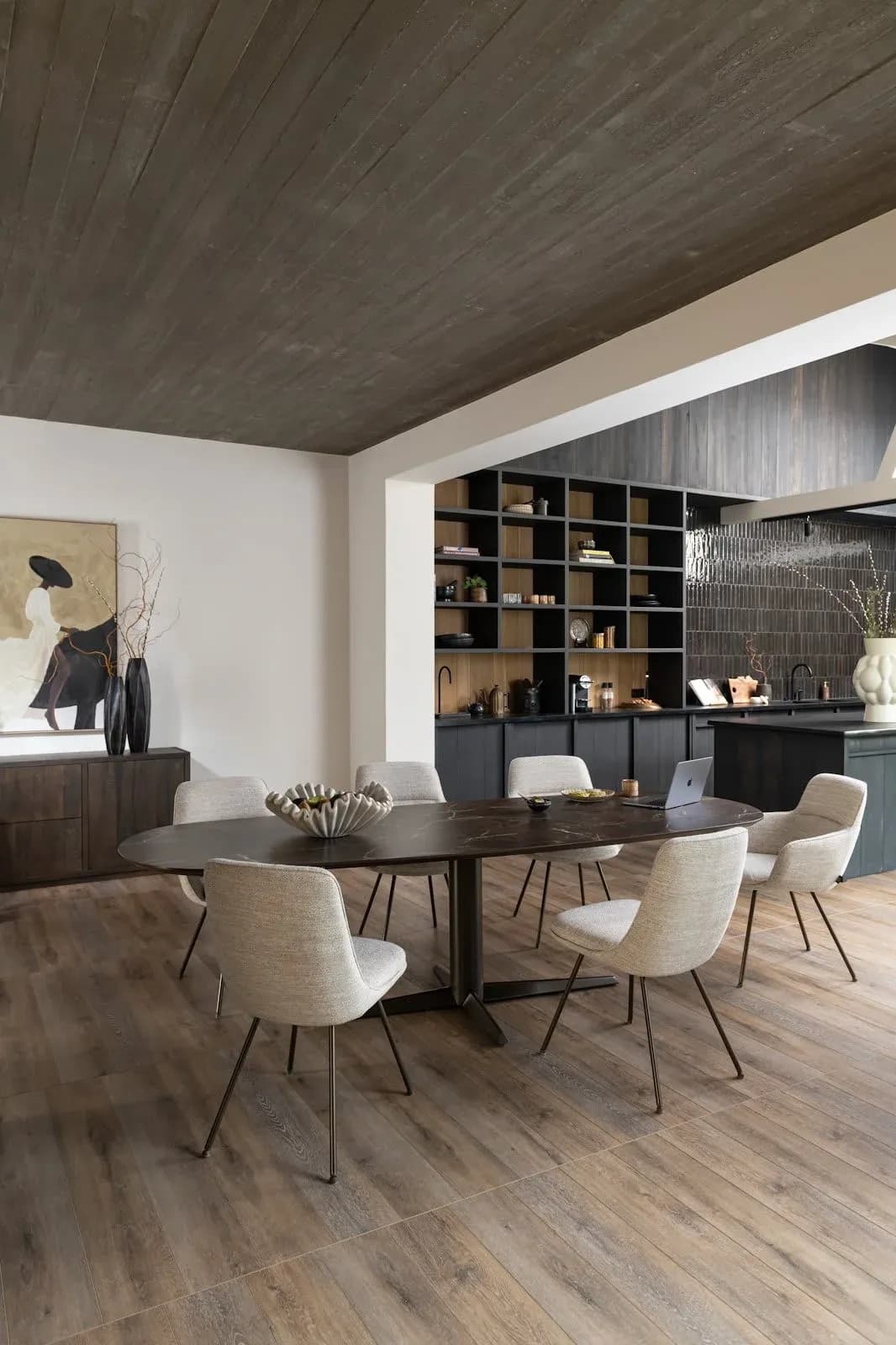Caletta, Tisch oval 240 x 105 cm. - Primo Laminato (HPL) Tischplatte - zentraler Sternfüß steelbrown