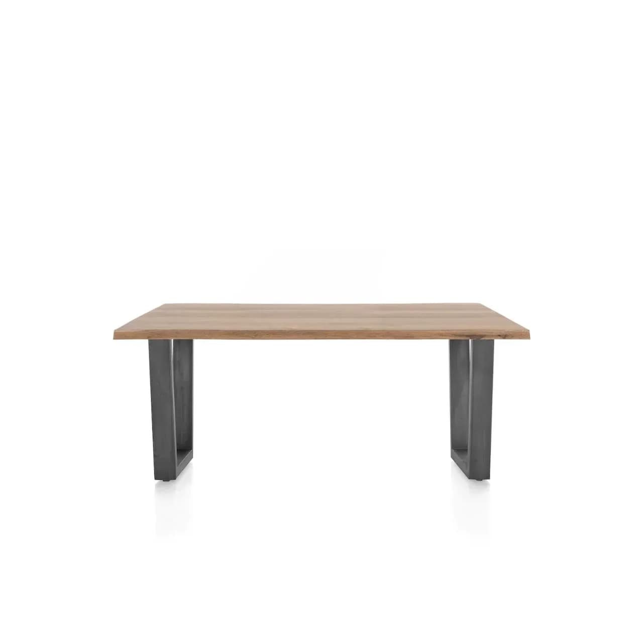 Nyborg, Tisch 200 x 100 cm - Tischplatte mit natürliche Baumkante - V-Fuß Metall