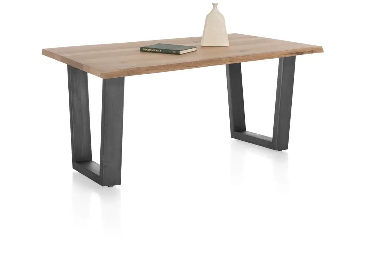 Nyborg, Tisch 200 x 100 cm - Tischplatte mit natürliche Baumkante - V-Fuß Metall