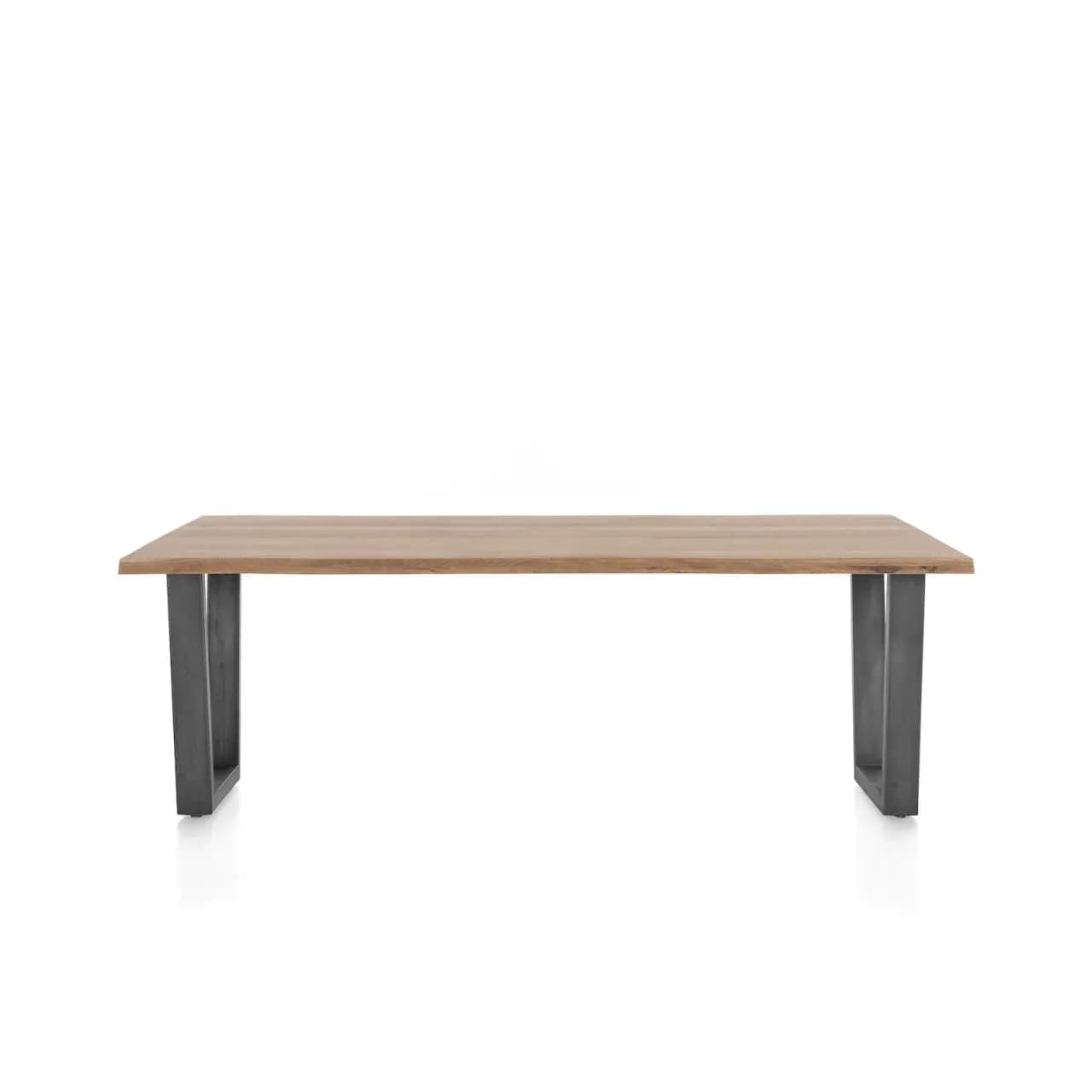 Nyborg, Tisch 230 x 100 cm - Tischplatte mit natürliche Baumkante - V-Fuß Metall