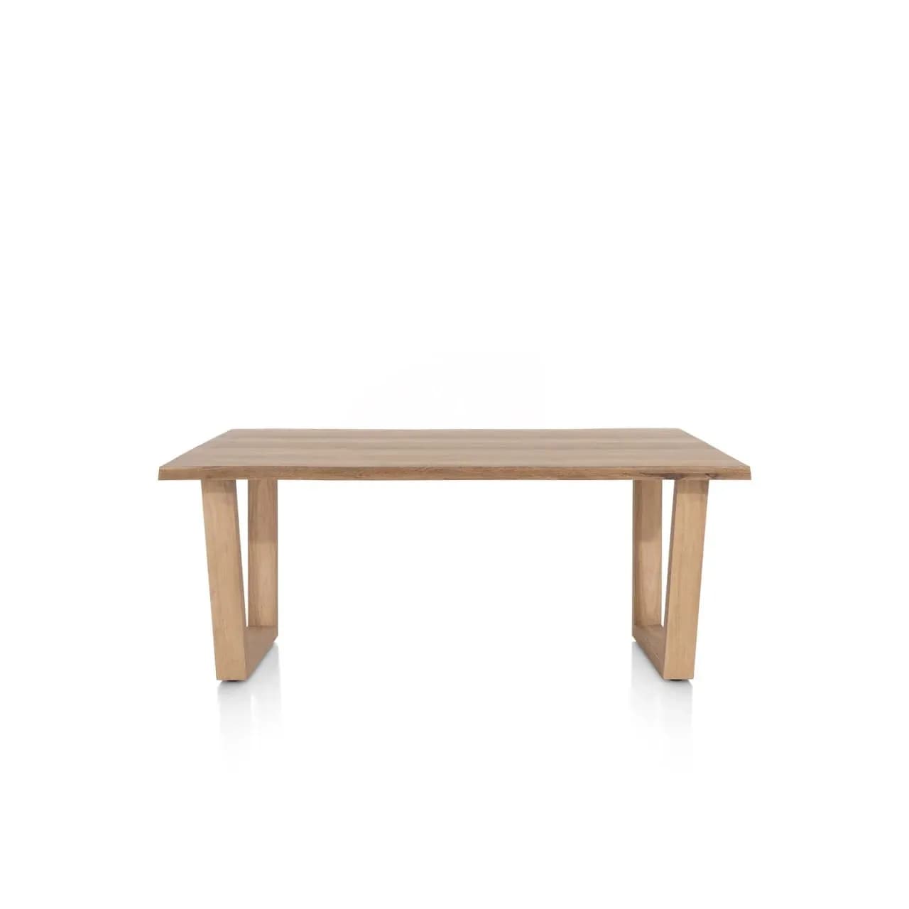 Nyborg, Tisch 200 x 100 cm - Tischplatte mit natürliche Baumkante - V-Fuß Holz