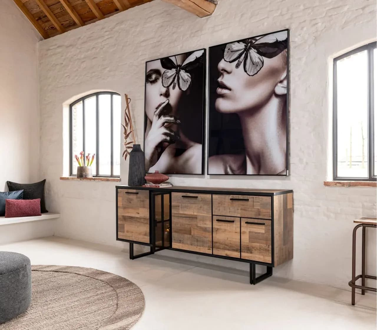 Avalon, Sideboard 230 cm - 4-Türen + 1-Lade + 1-Glastür (+ LED)