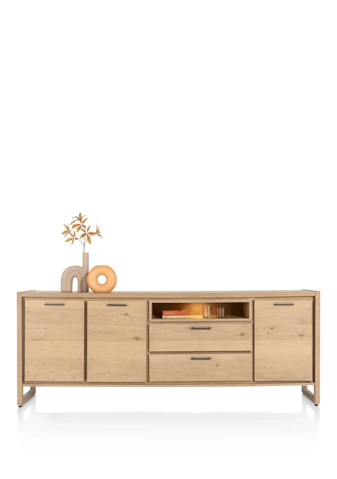 Nystead, Sideboard 240 cm. - 3-Türen + 2-Laden + 1-Nische (+ LED)