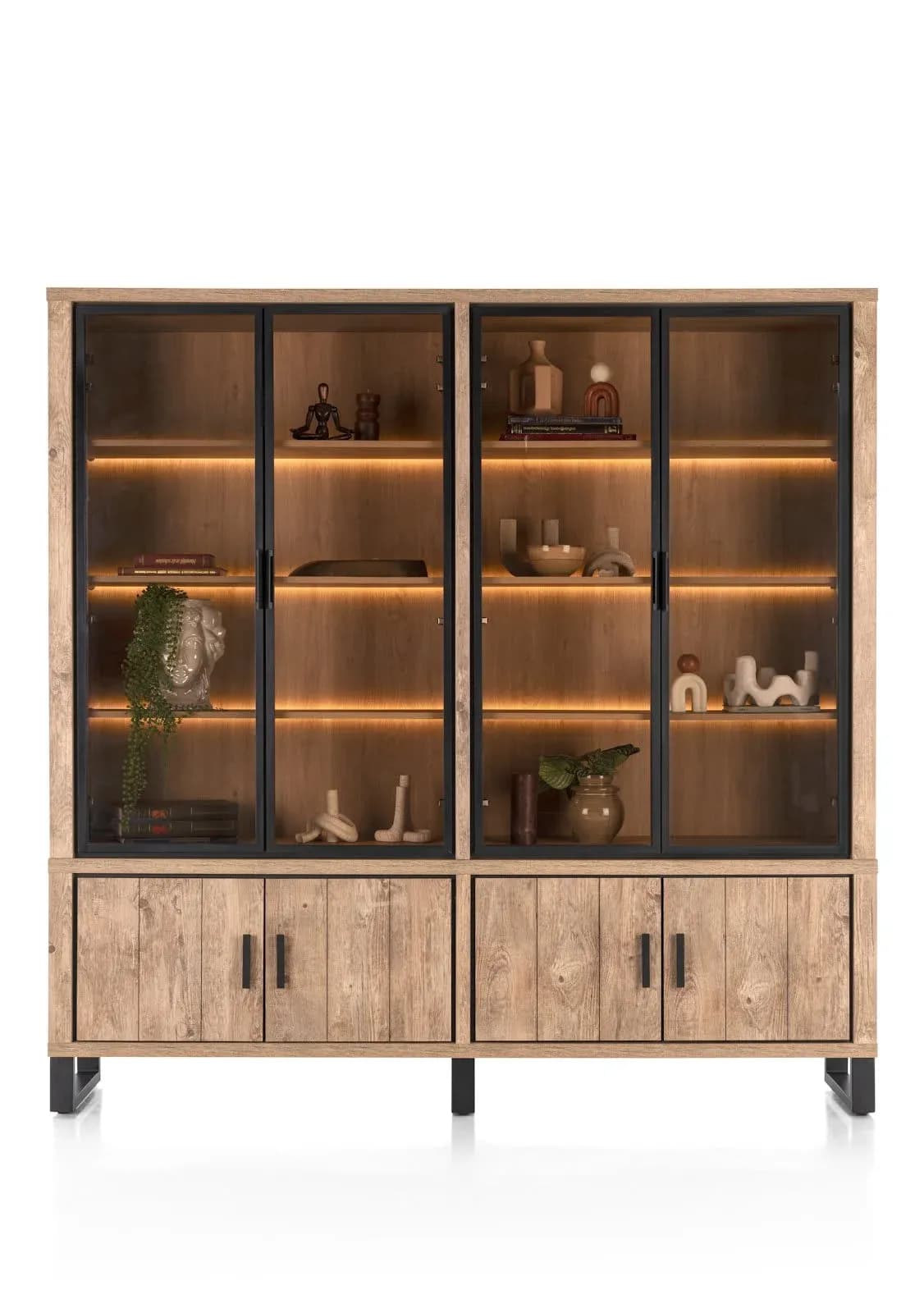 Pavarotti, Buffet 210 cm - 4-Türen + 4-Glastüren (+ LED)