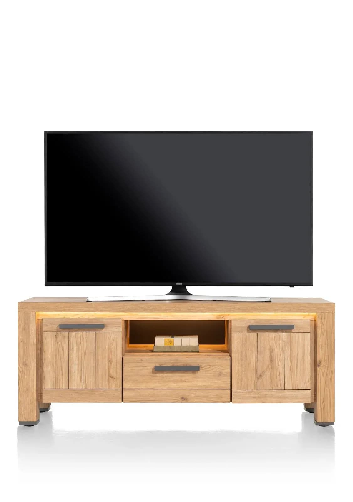 Delmonte, Lowboard 140 cm - 2-Türen + 1-Lade + 1-Nische (dimmbare LED-Beleuchtung)