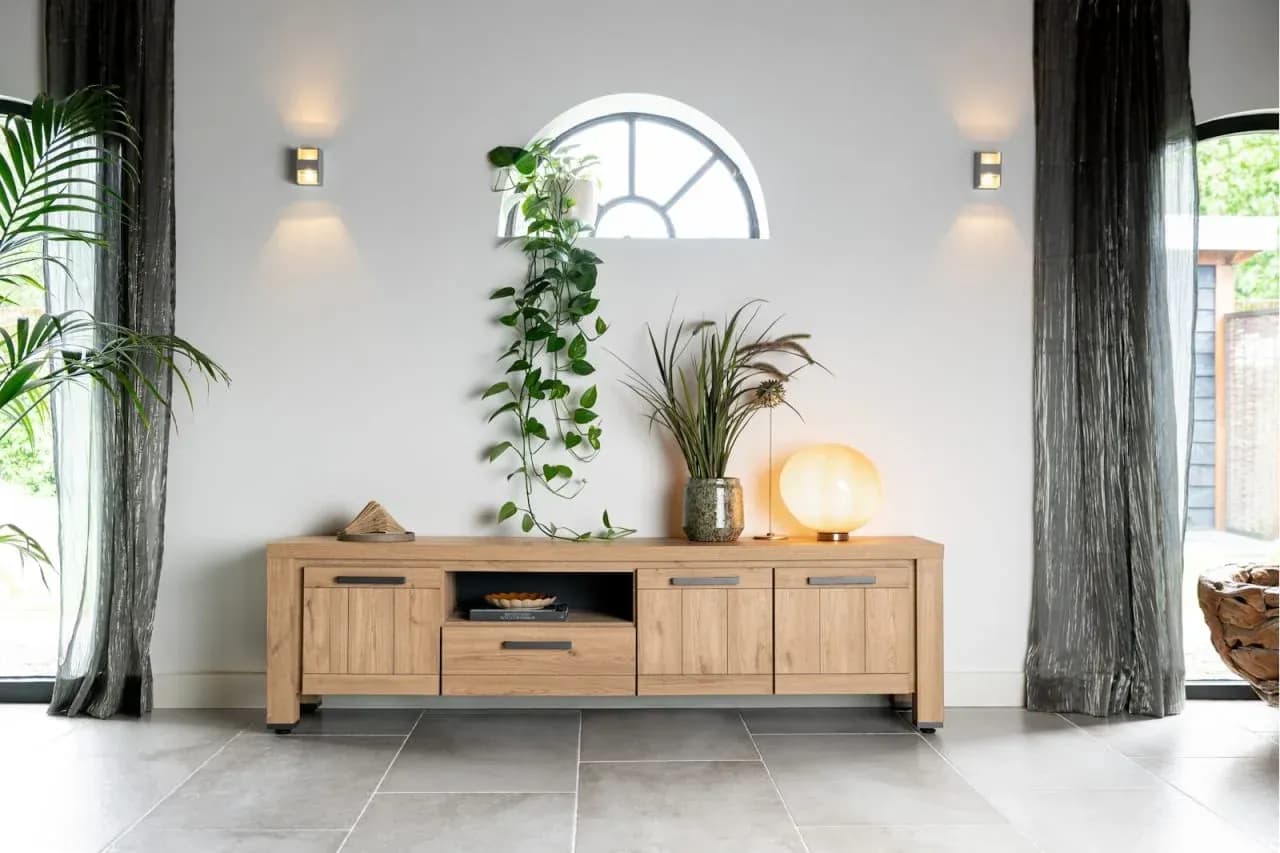 Delmonte, Lowboard 200 cm - 3-Türen + 1-Lade + 1-Nische (dimmbare LED-Beleuchtung)