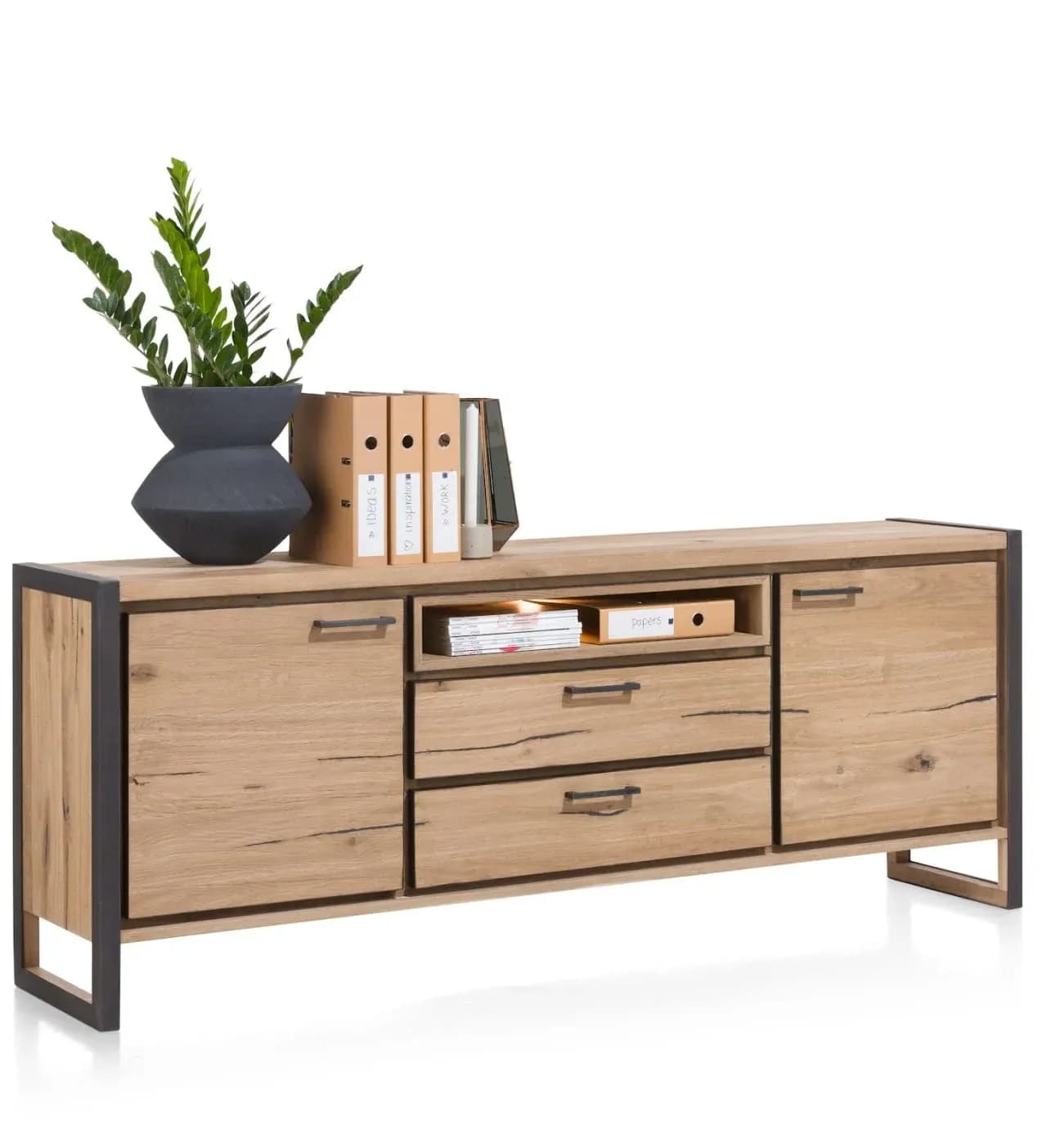 Metalo, Sideboard 210 cm - 2-Türen + 2-Laden + 1-Nische (+ LED)