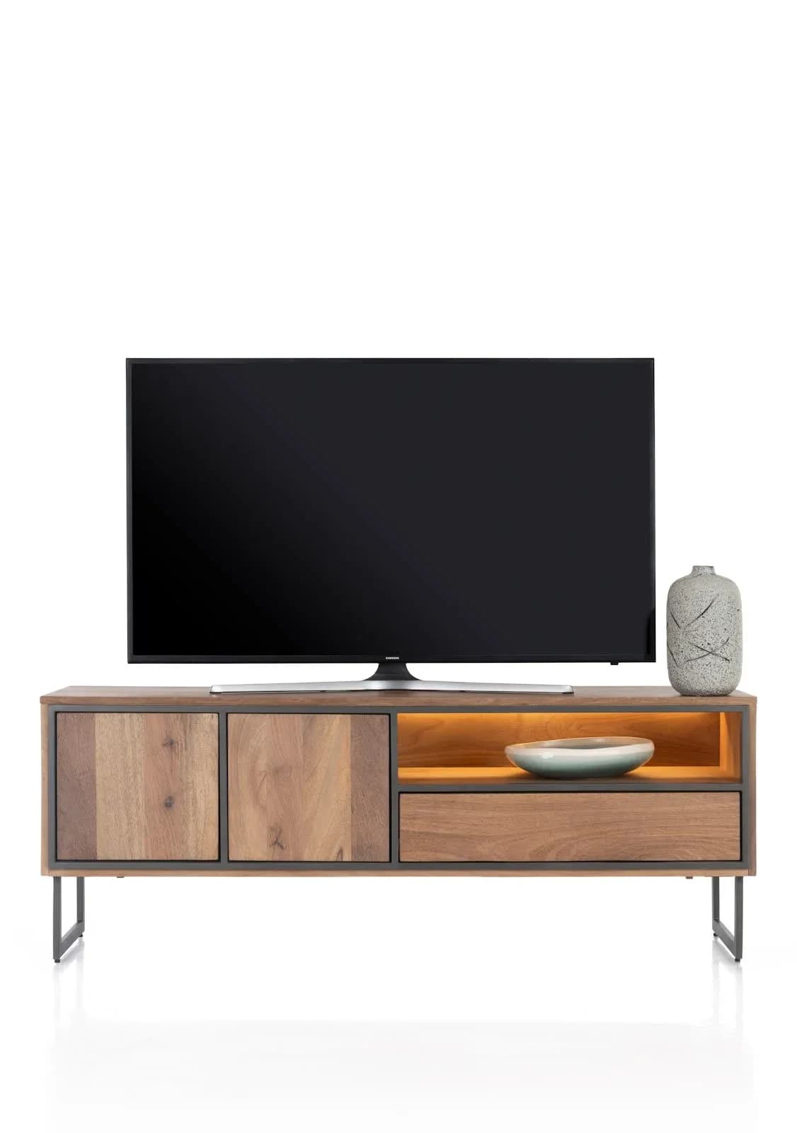 Trapani, Lowboard 160 cm - 2-Türen + 1-Lade + 1-Nische (+ LED)
