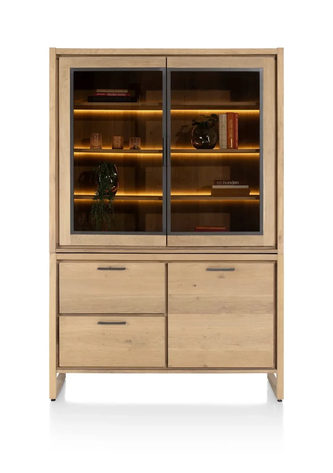 Nystead, Buffet 140 cm. - 1-Tür + 2-Glastüren + 2-Laden (+ LED)
