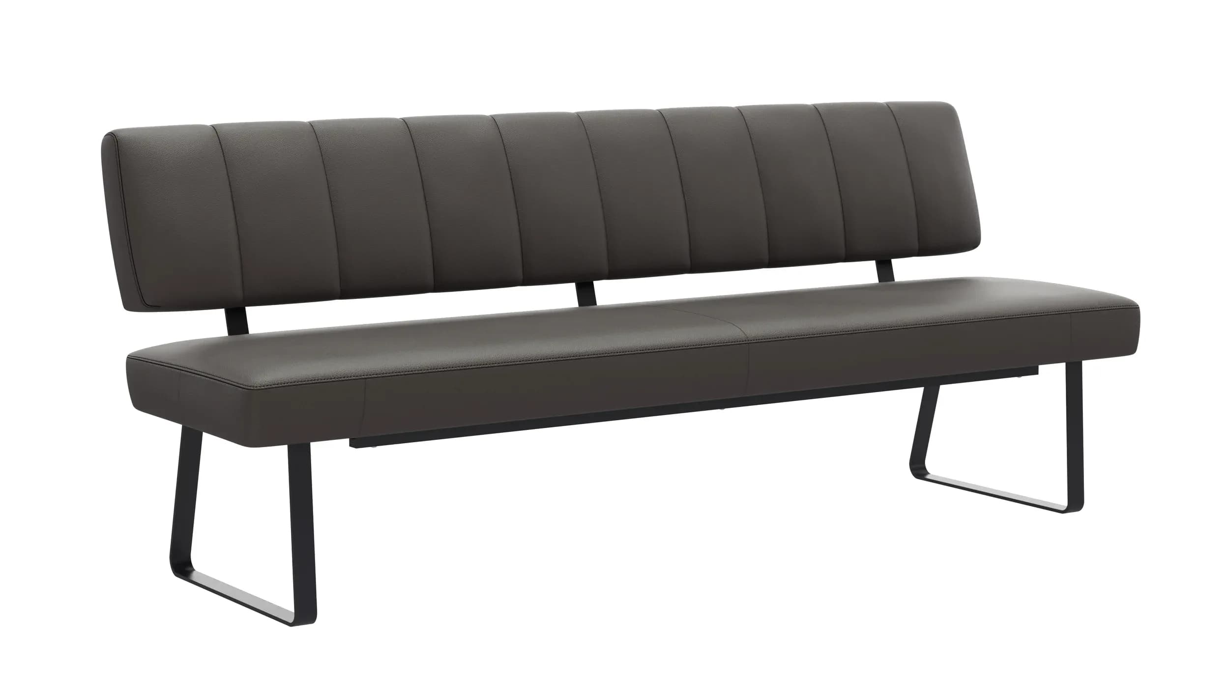 Polsterbank Carmelo - Breite ca. 203 cm, Leder, Steingrau
