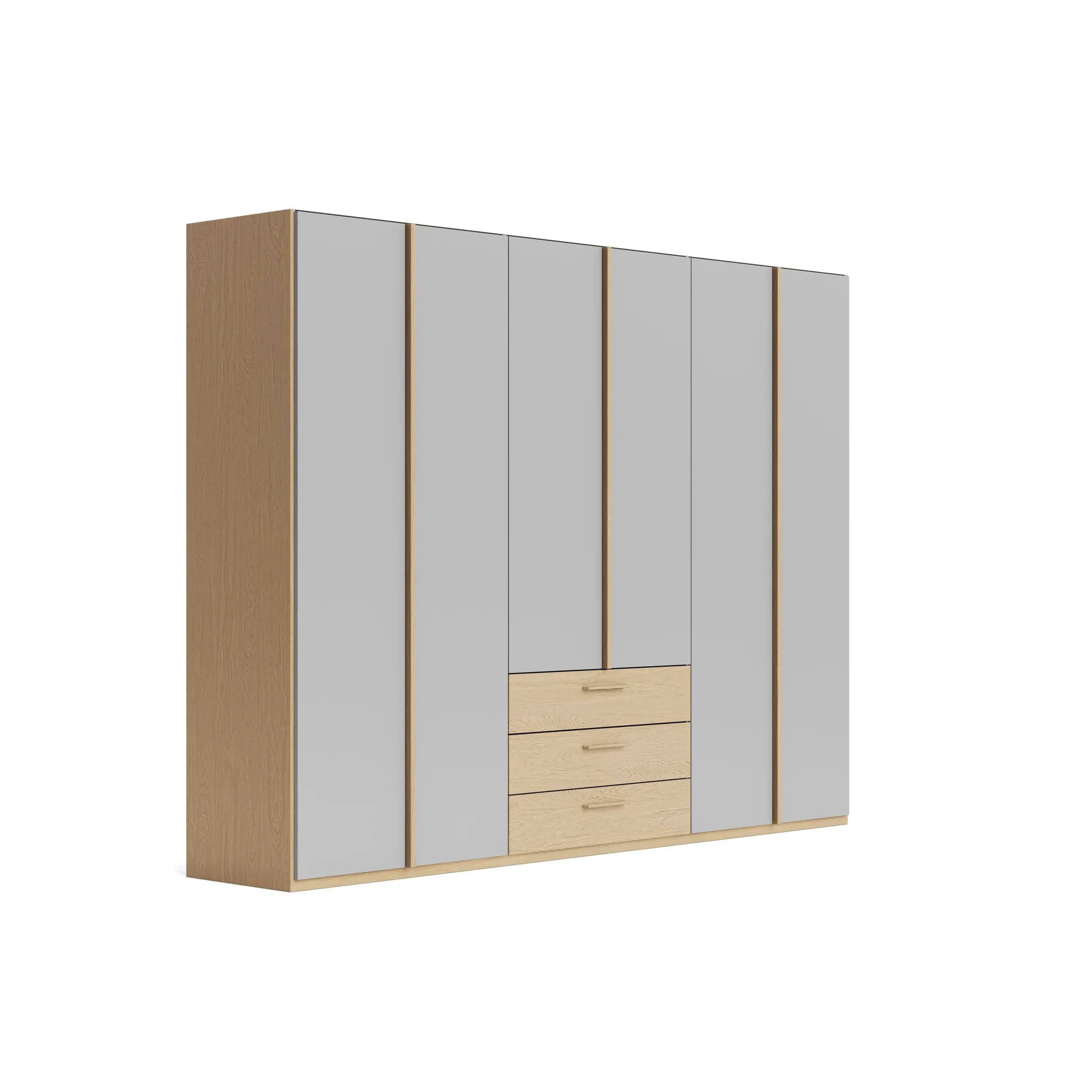 Drehtürenschrank Caluma - B. ca. 300cm, Furnier, Balkeneiche, Taupe