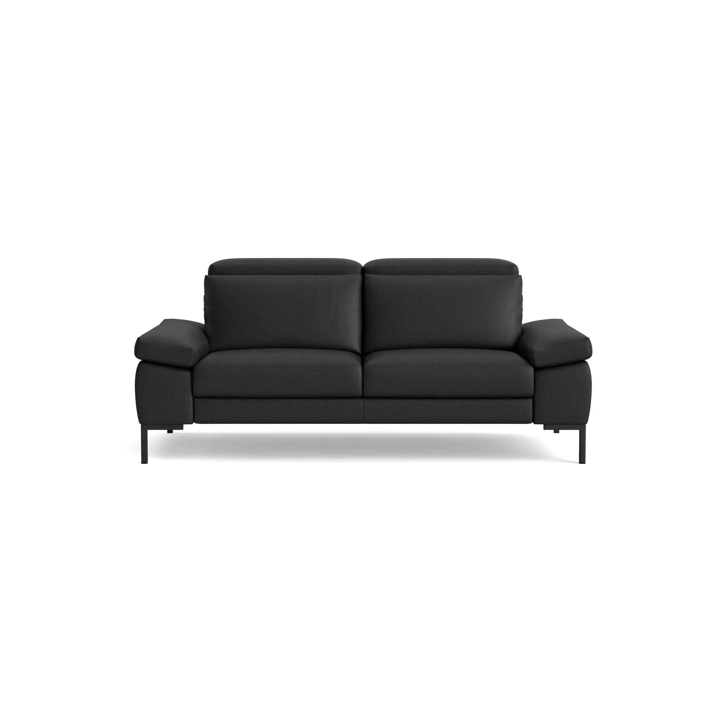 Sofa Braska - 2,5-Sitzer, inkl. Kopfstütze verstellbar, Leder, Anthrazit