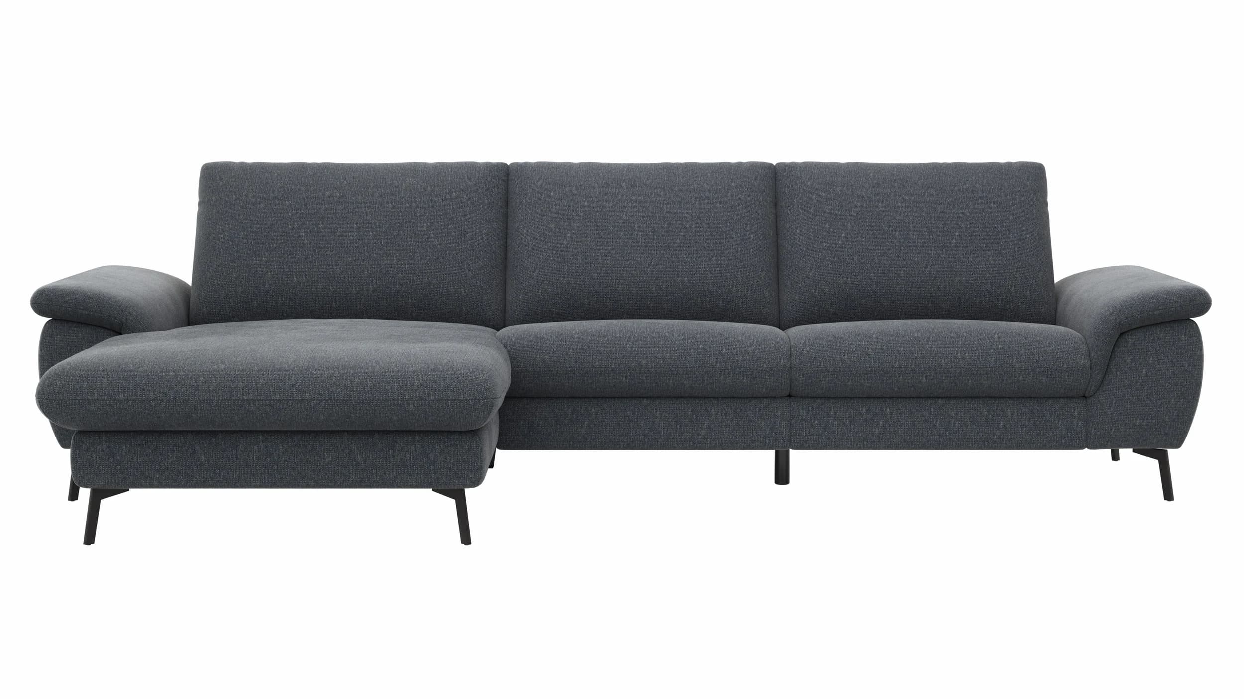 Ecksofa Gotera - Longchair links mit 1,5-Sitzer med. + 1,5-Sitzer med. rechts inkl. Rückenlehne verstellbar, Stoff, Anthrazit