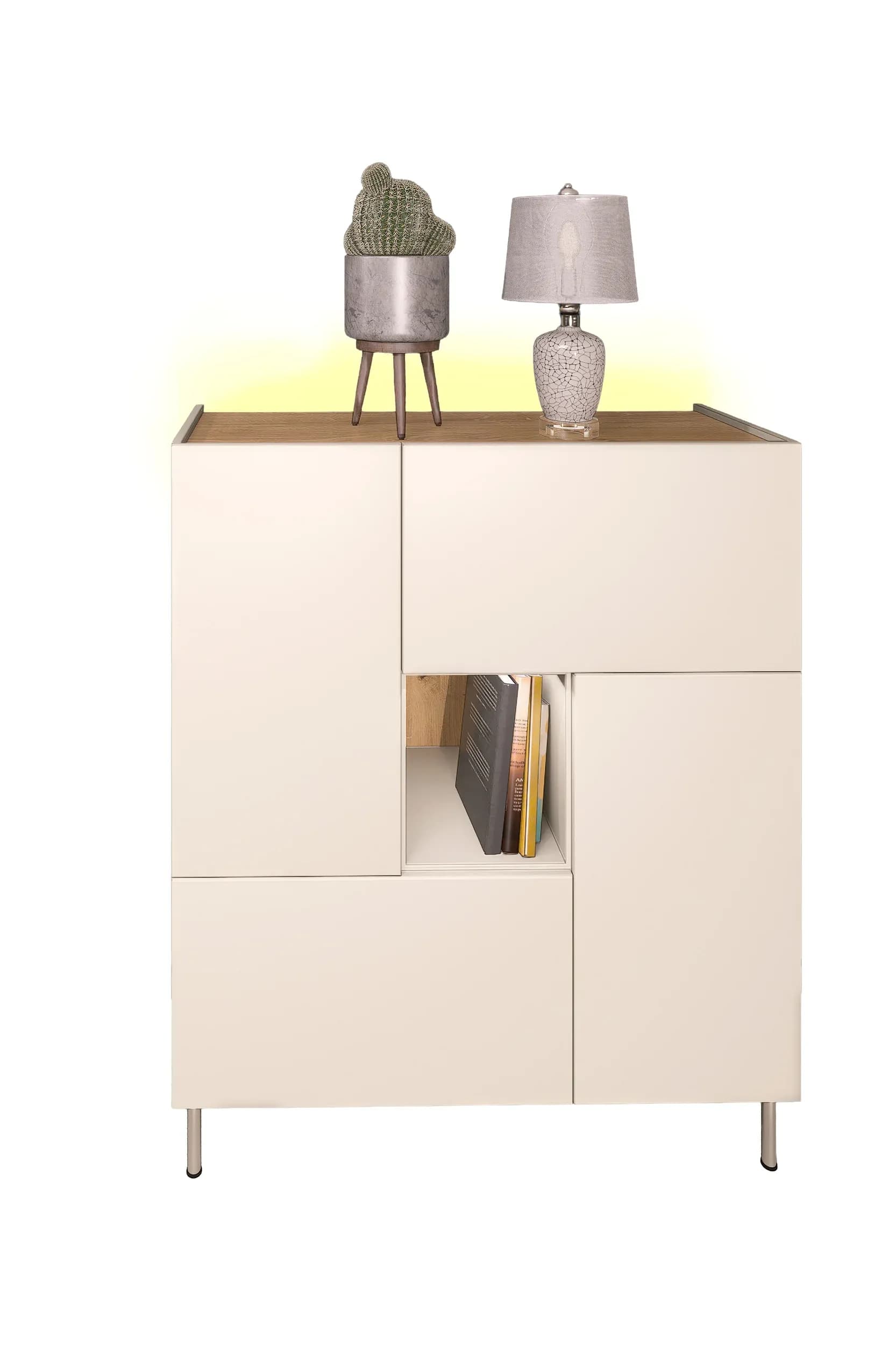 Highboard - Kaschmir, Absetzung Eiche Bianco