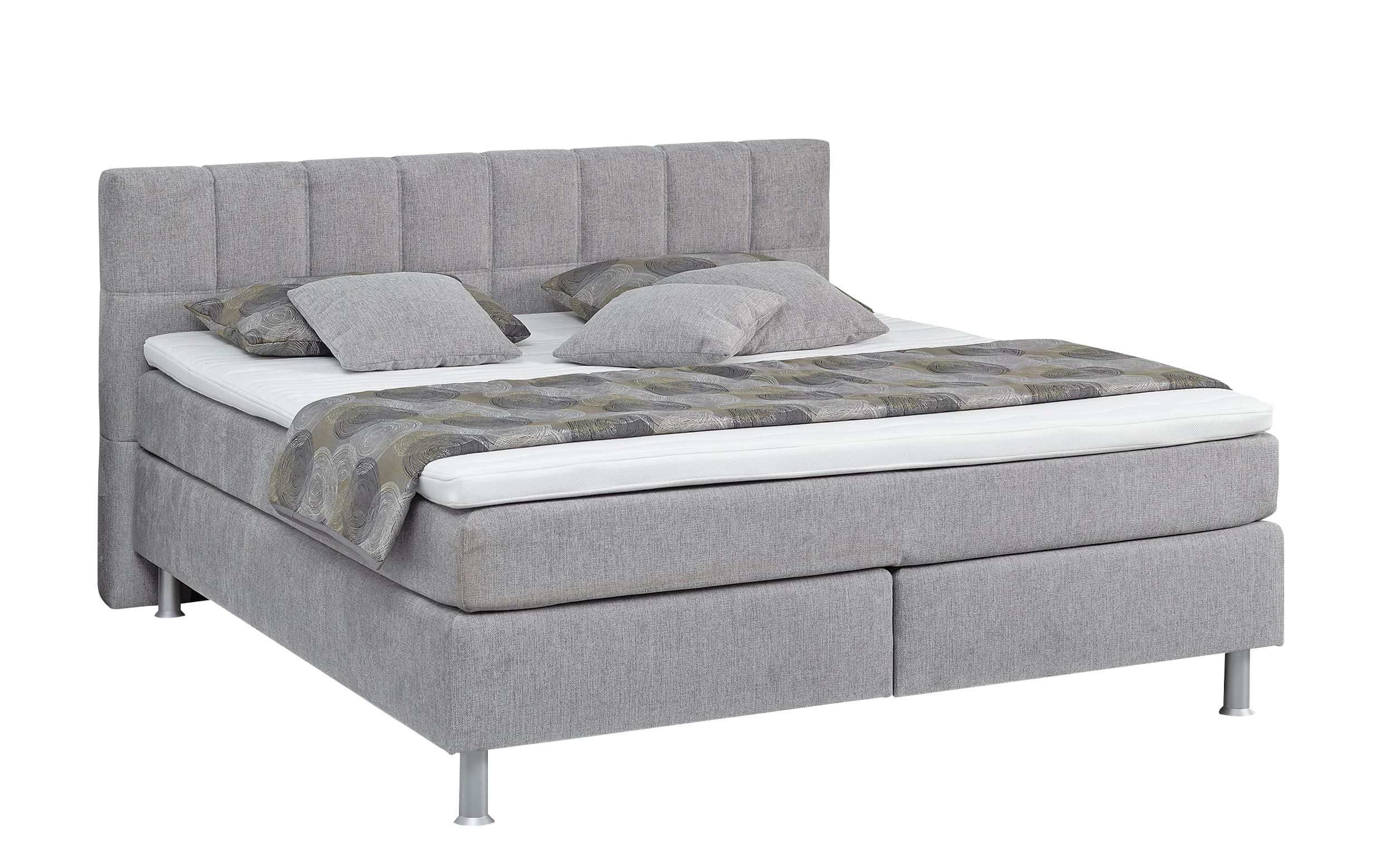 Boxspringbett - Liegefläche ca. 180x200 cm, Stoff, Silbergrau