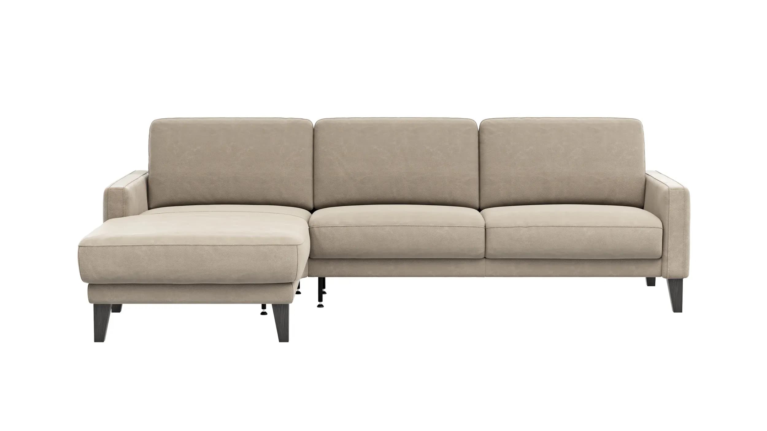 Ecksofa Matero - Longchair mit 2,5-Sitzer rechts, Leder, Taupe