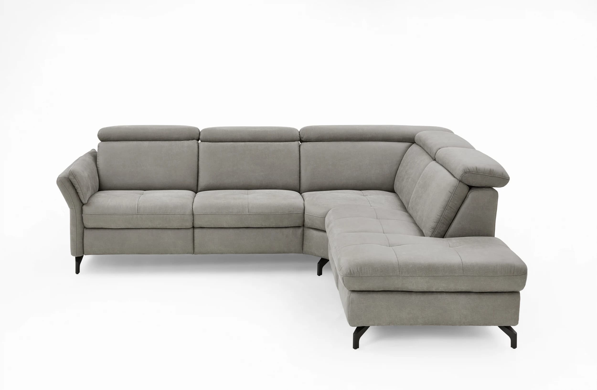 Ecksofa - 2-Sitzer mit Ecke rechts, Stoff, Grau