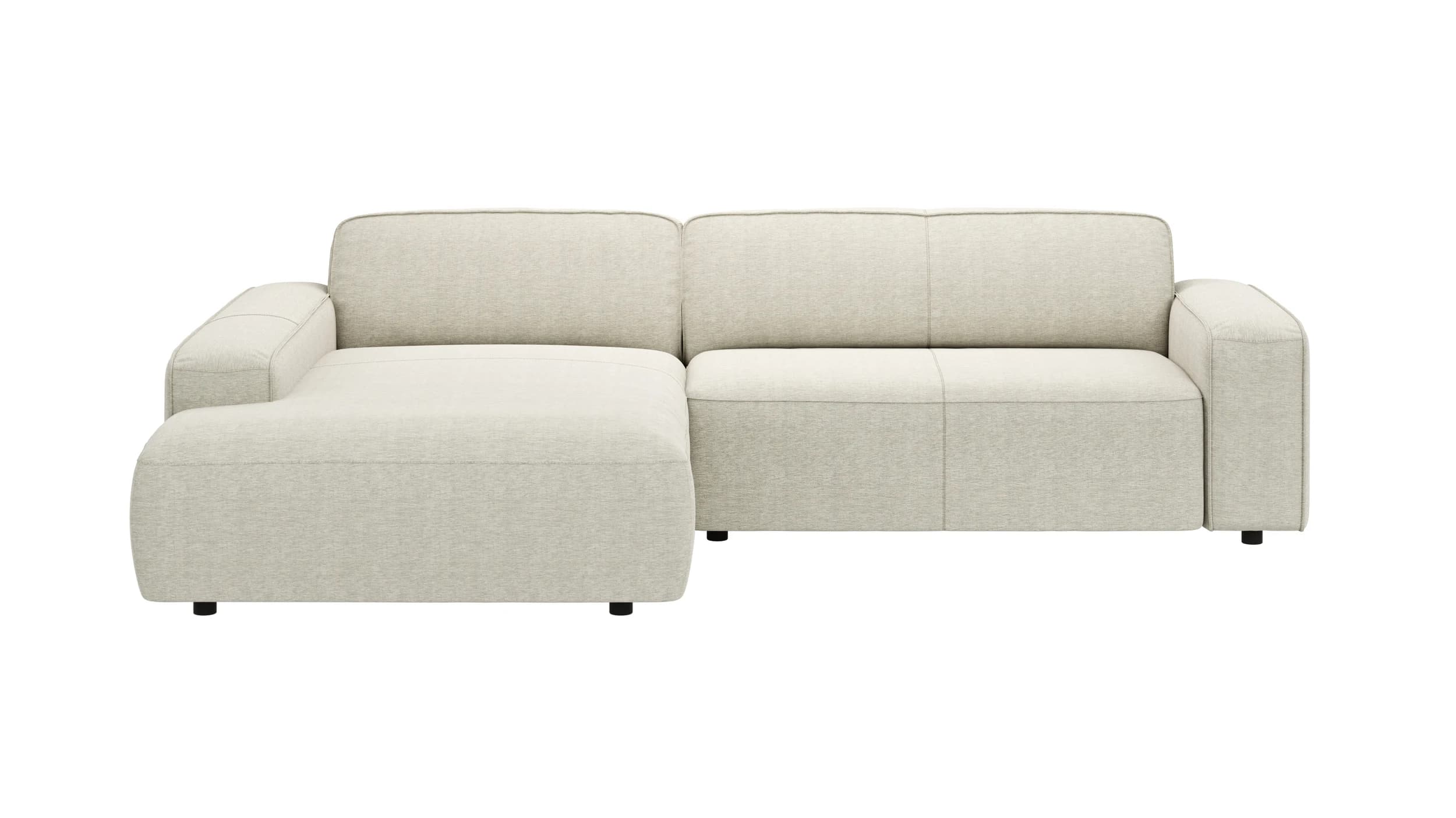 Ecksofa Denver - Longchair links mit 2-Sitzer, Stoff, Natur