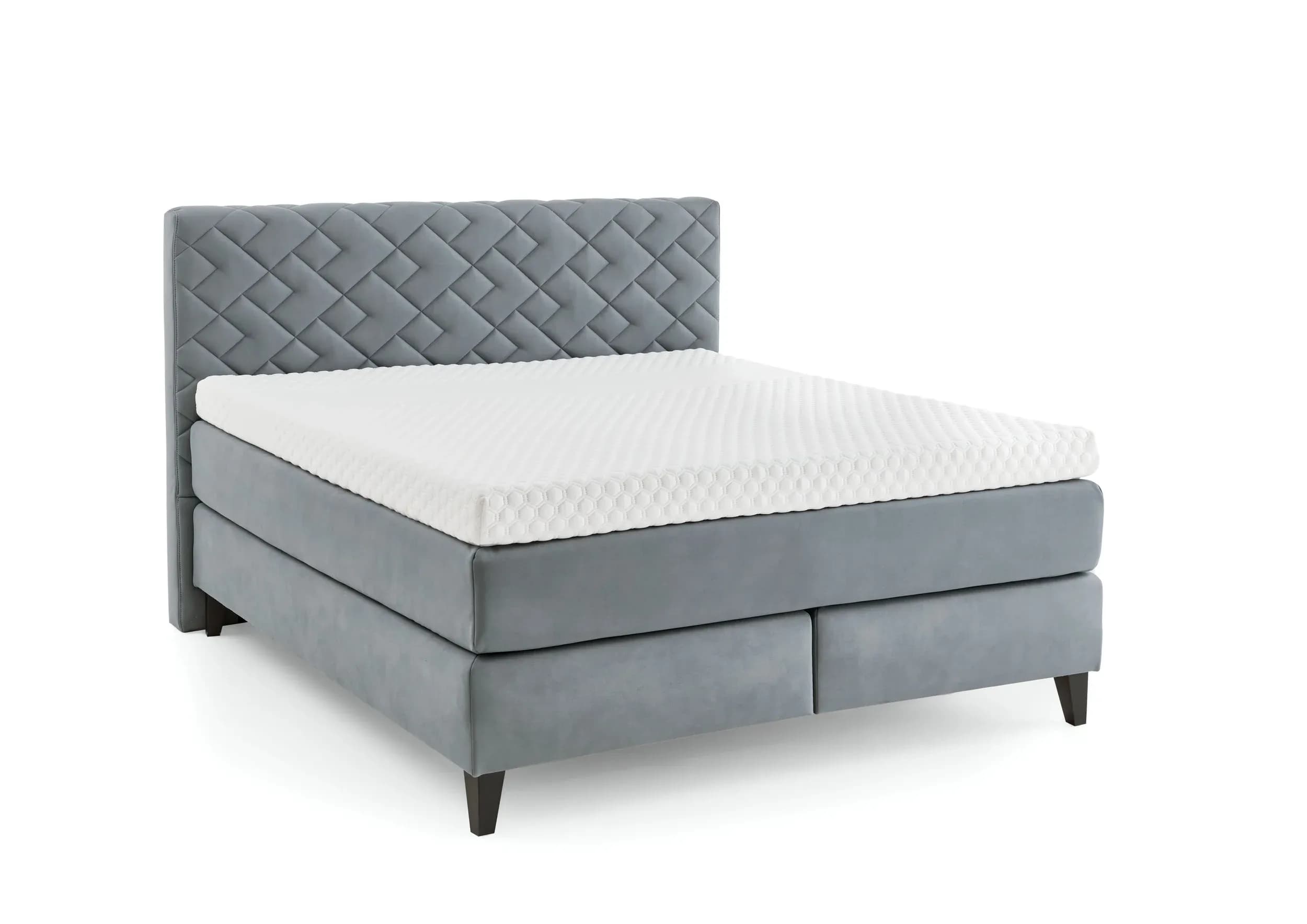 Boxspringbett - Liegefläche ca. 180x200 cm, Stoff, Graublau