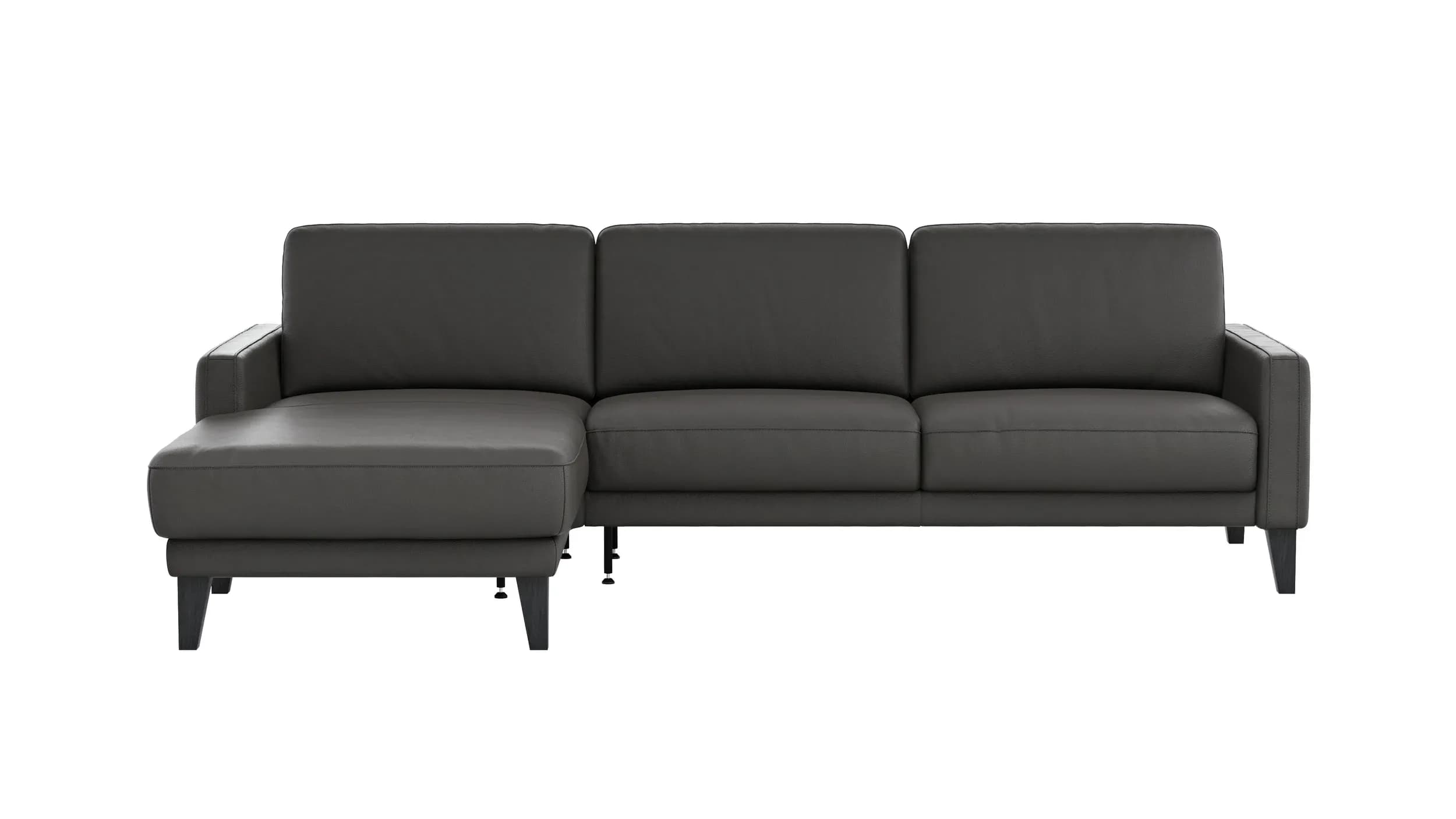 Ecksofa Matero - Longchair mit 2,5-Sitzer rechts, Leder, Anthrazit