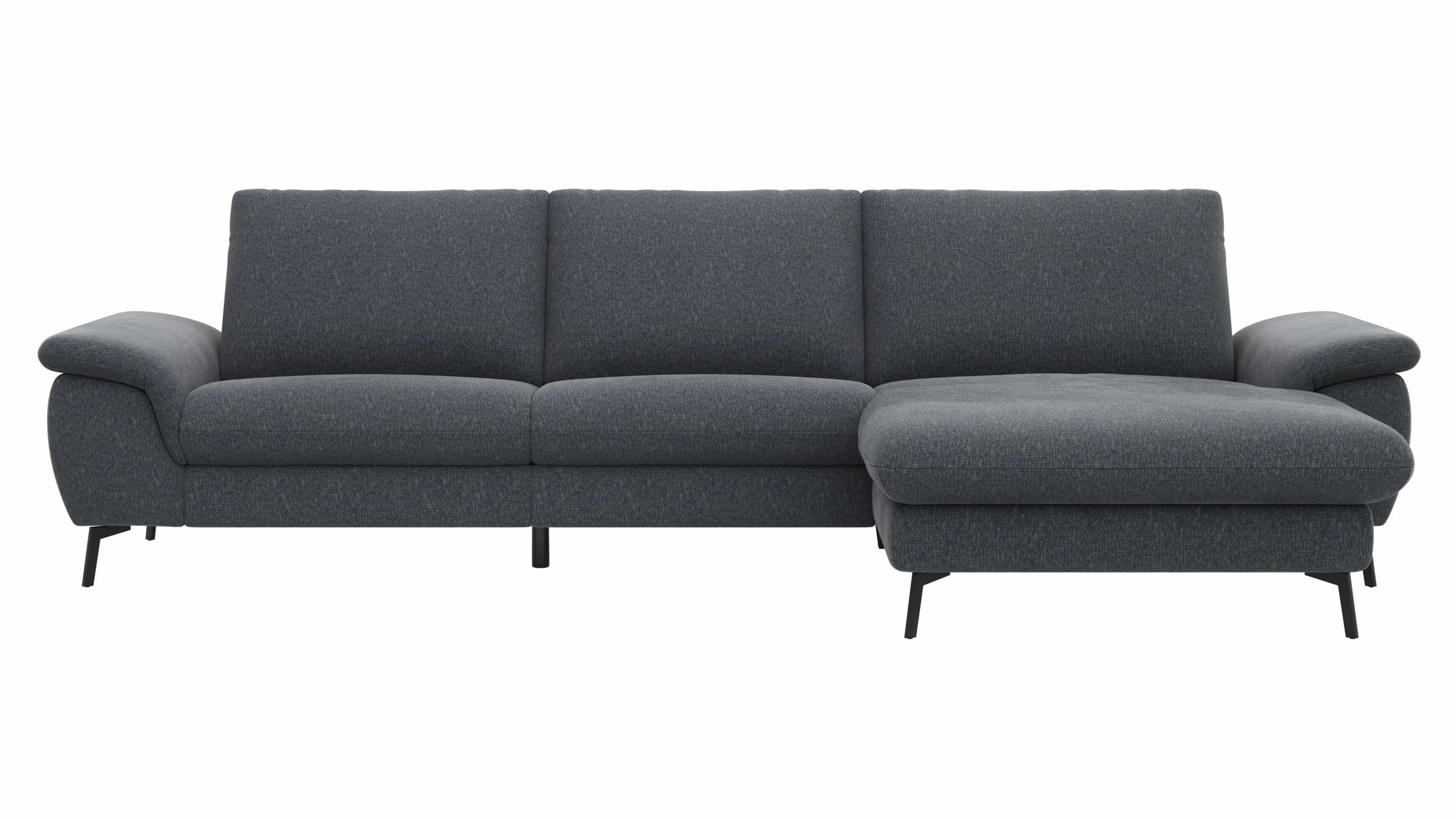 Ecksofa Gotera - 1,5-Sitzer med. + 1,5-Sitzer med. mit Longchair rechts inkl. Rückenlehne verstellbar, Stoff, Anthrazit