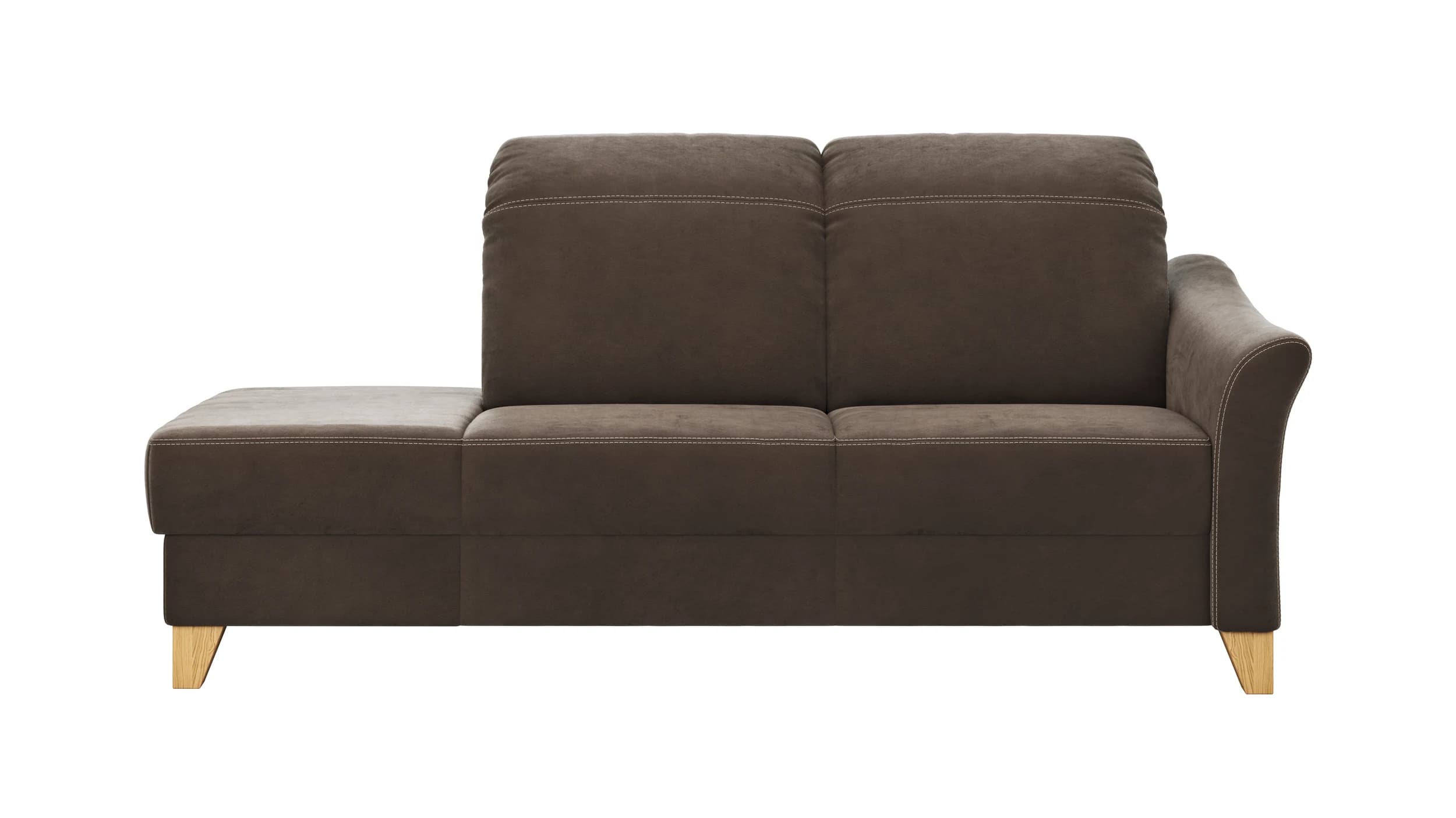 Sofa Canterbury - Recamiere rechts, inkl. Kopfteil verstellbar und Sitzvorzug (motorisch), Stoff, Dunkelbraun