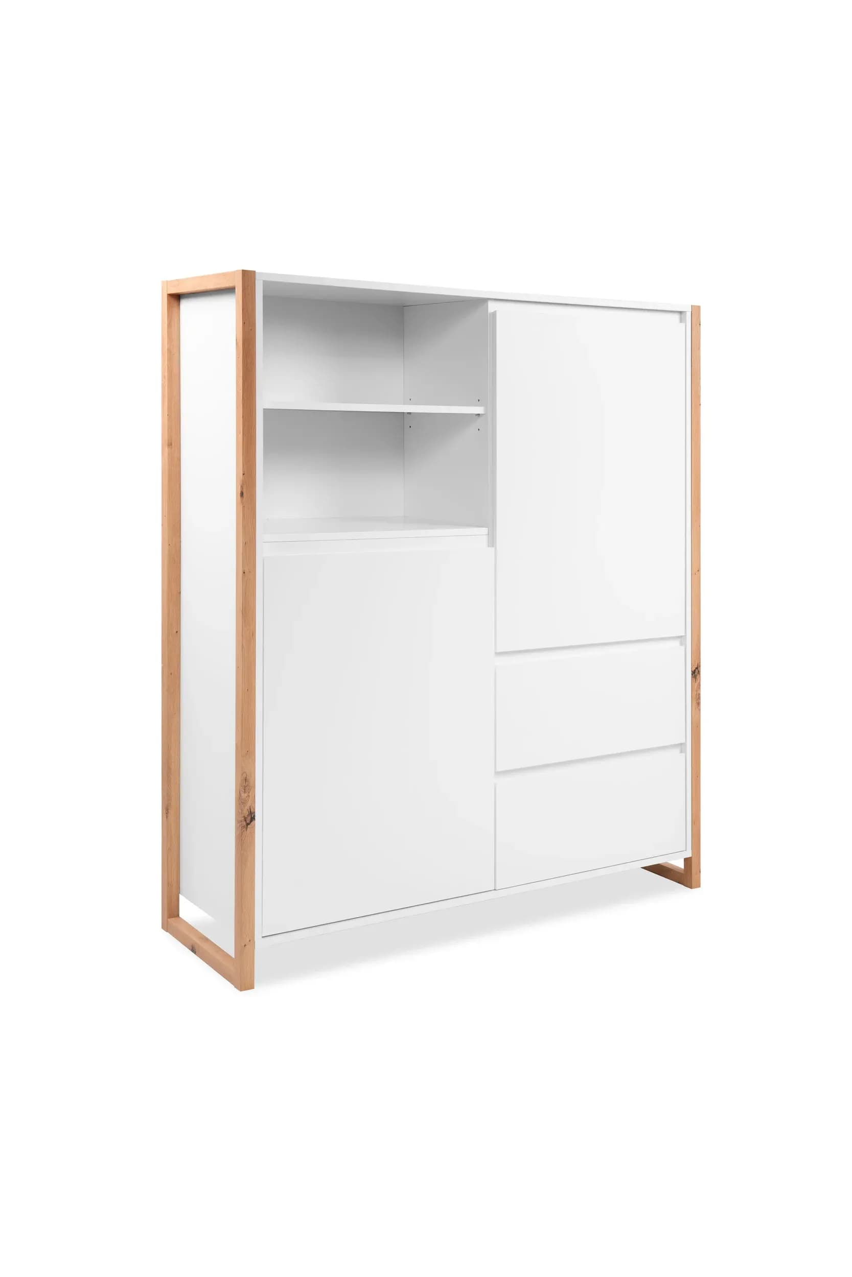 Highboard - B ca. 120 cm, Weiß, Artisan Eiche Nachbildung