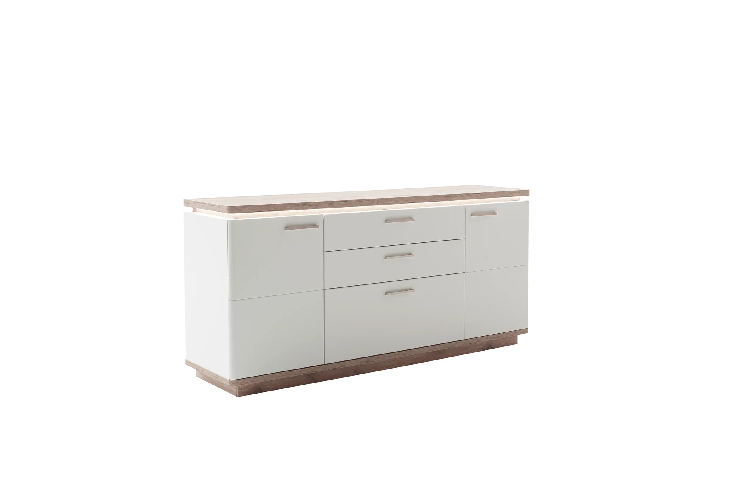 Sideboard - Weiß, Absetzung Eiche