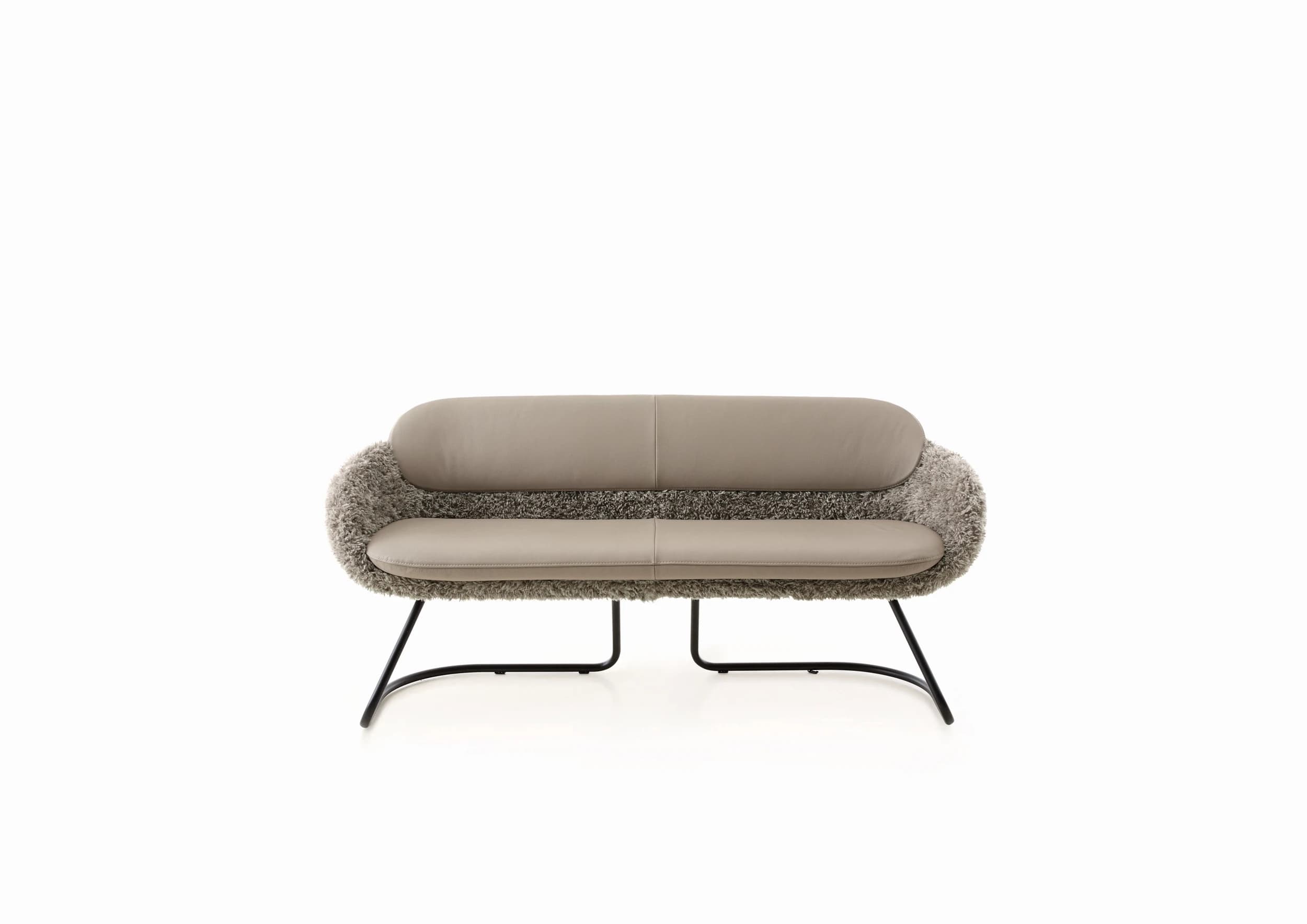 Polsterbank - Breite ca. 170 cm, Leder/Stoff, Hellbraun