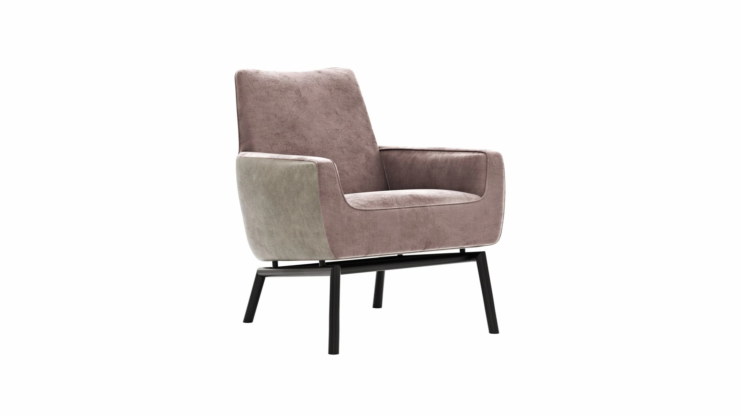 Sessel Matina - Größe M, Leder&Stoff, Dunkelbraun, Mauve