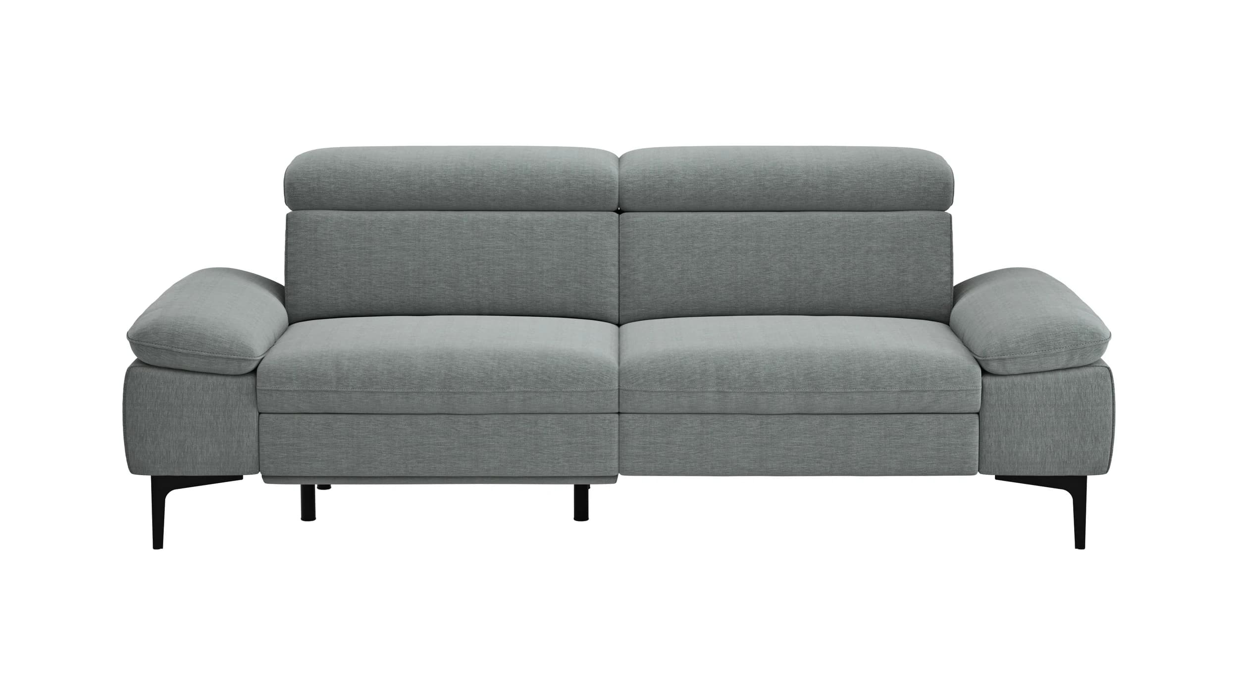 Sofa Felipa - 3-Sitzer inkl. Relaxfunktion (motorisch) und Kopfteil verstellbar, Stoff, Grau