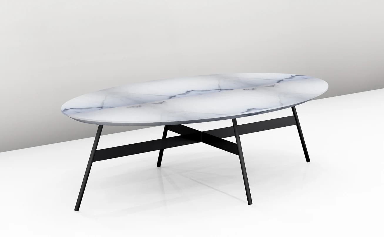 Couchtisch - LBH ca. 116x70x35 cm, Keramik, Weiß