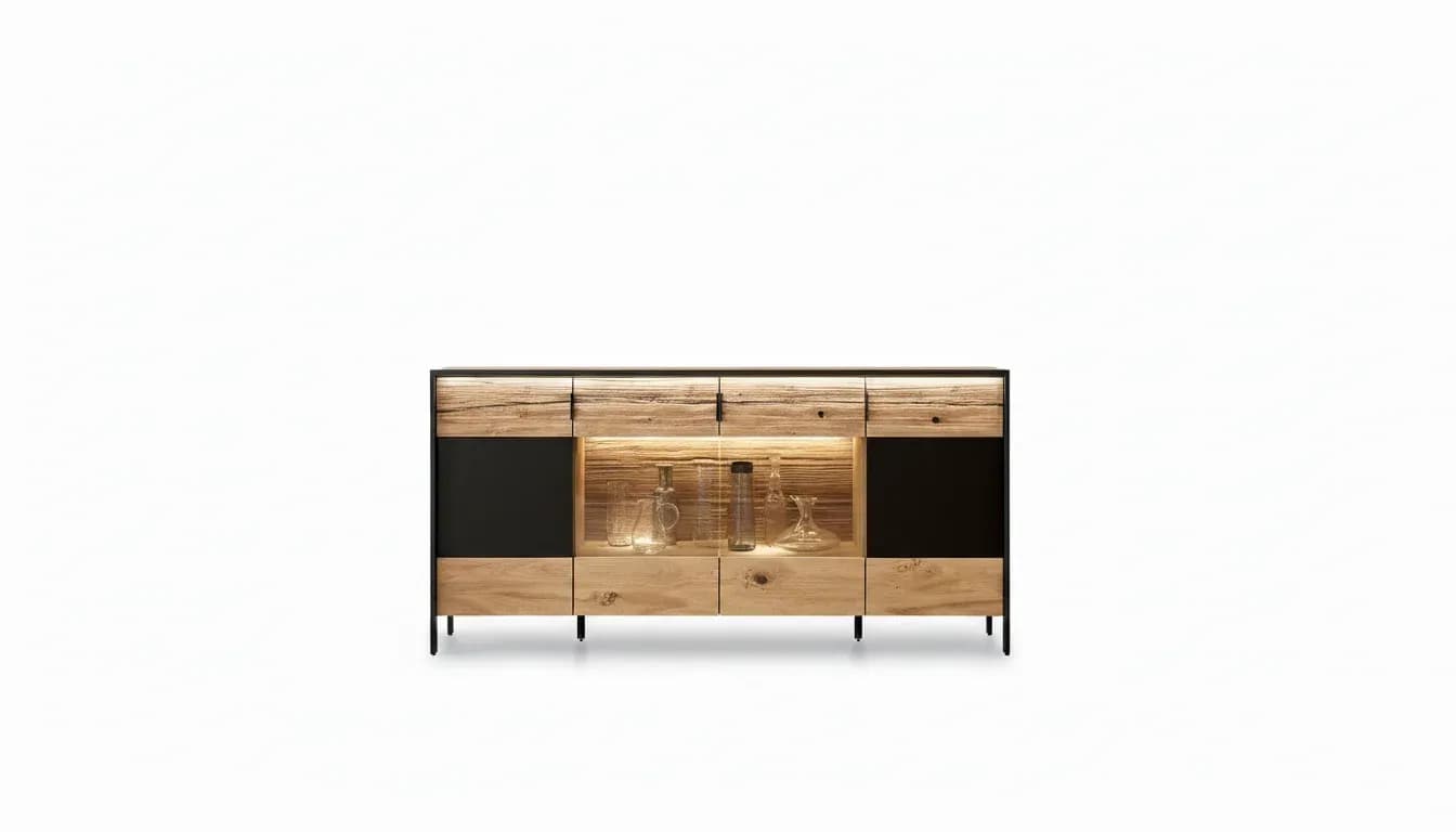 Sideboard mit Beleuchtung - Wildeiche massiv