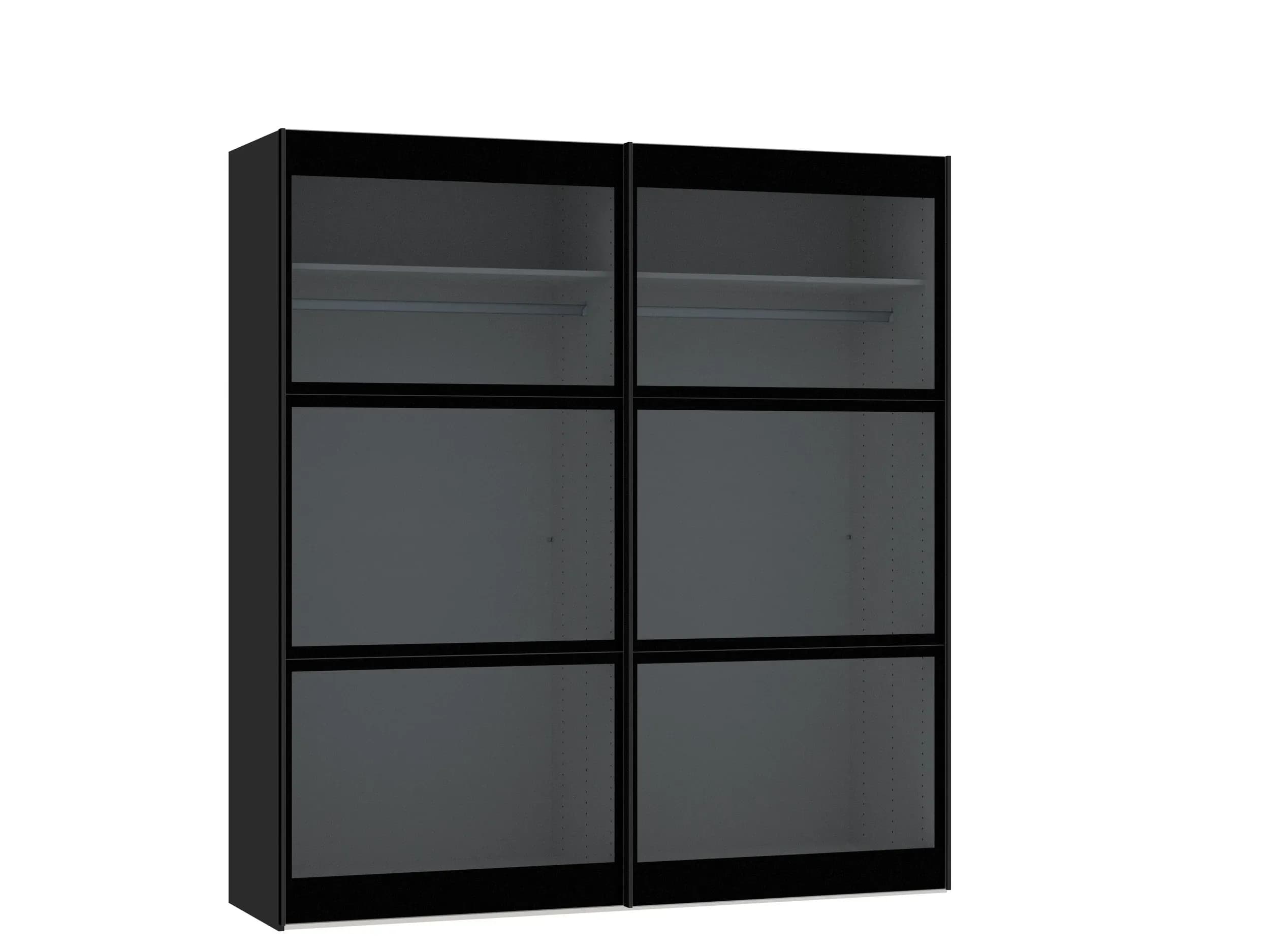 Schwebetürenschrank JOIN IT- B ca. 202 cm, Schwarz, Rauchglas, Dunkel